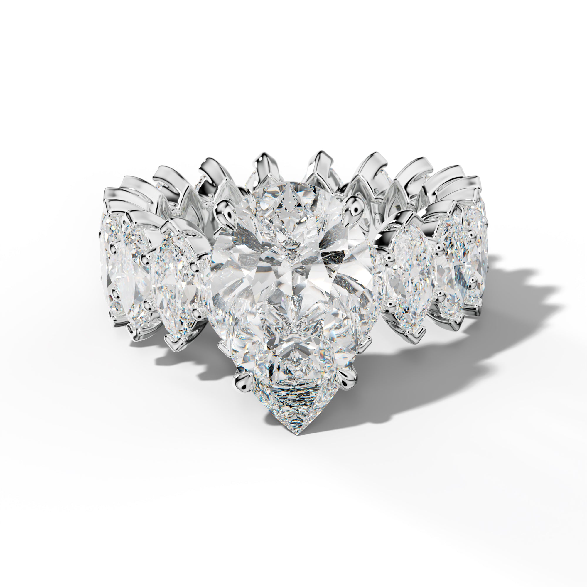Myla Pear Shape Engagement Ring With Marquise Side Stones