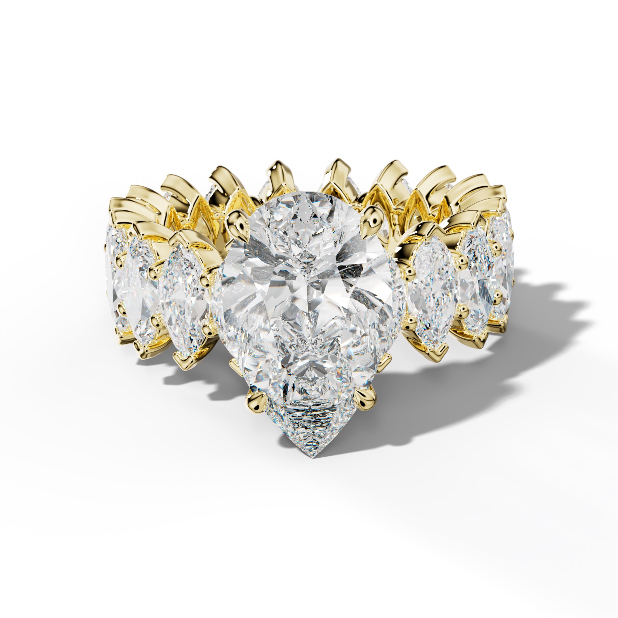 Myla Pear Shape Engagement Ring With Marquise Side Stones
