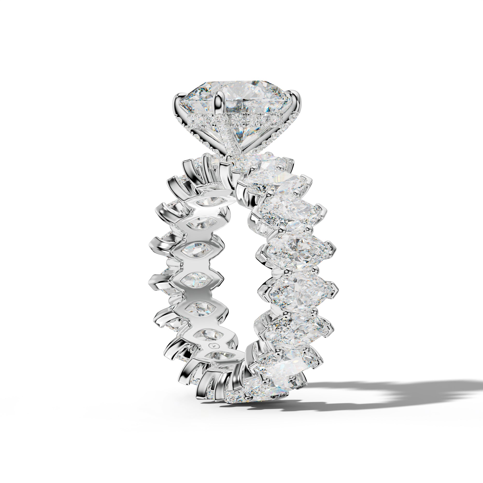 Myla Round Diamond Engagement Ring With Marquise Side Stones