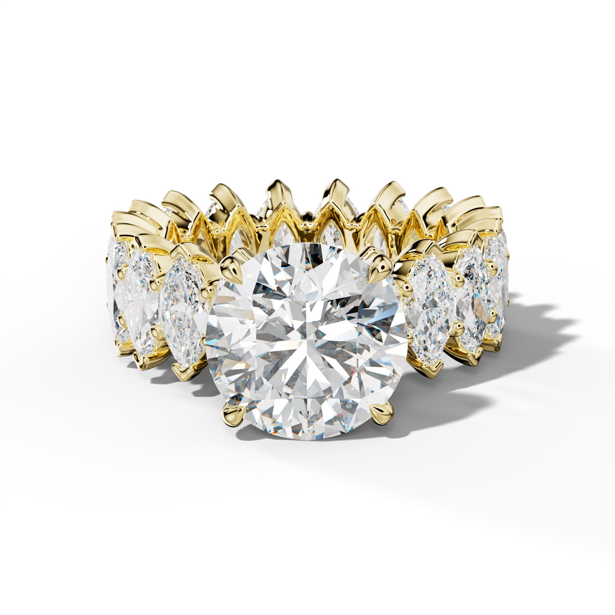Myla Round Diamond Engagement Ring With Marquise Side Stones