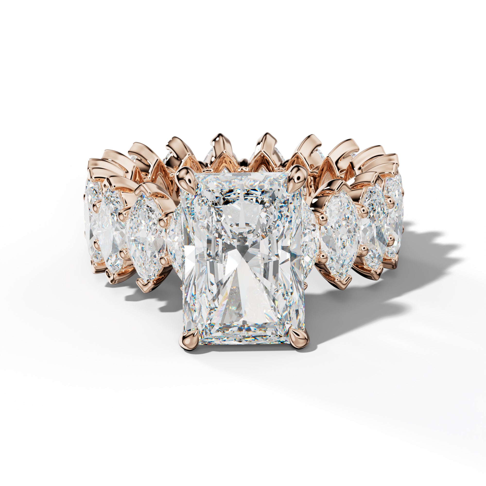 Myla Radiant Diamond Engagement Ring With Marquise Side Stones