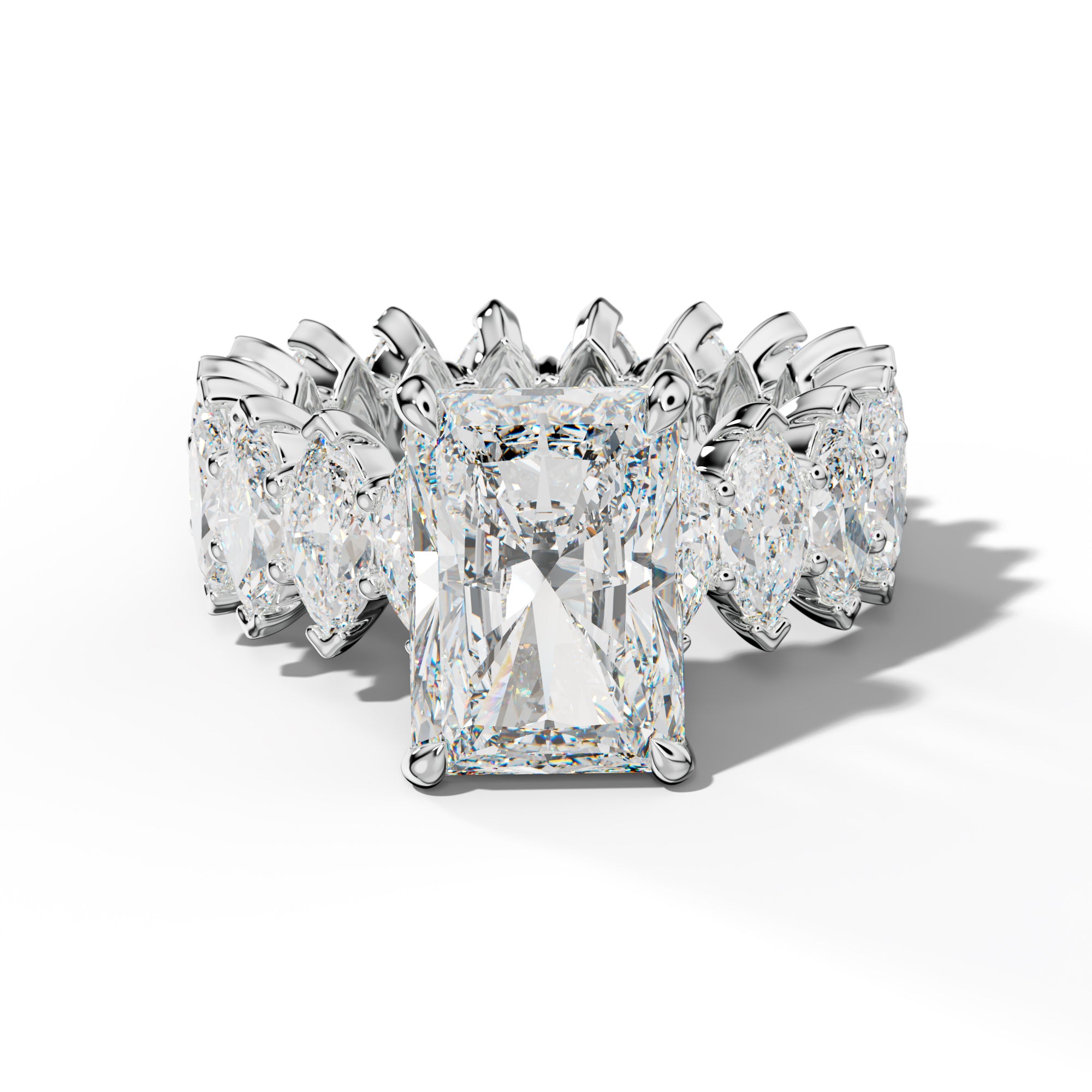Myla Radiant Diamond Engagement Ring With Marquise Side Stones