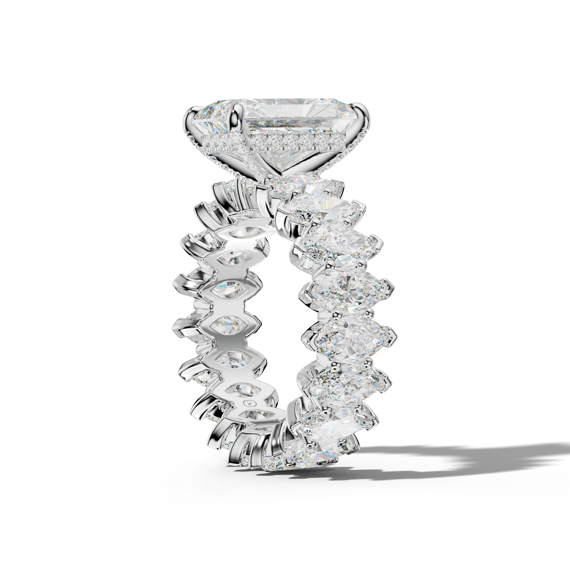 Myla Radiant Diamond Engagement Ring With Marquise Side Stones