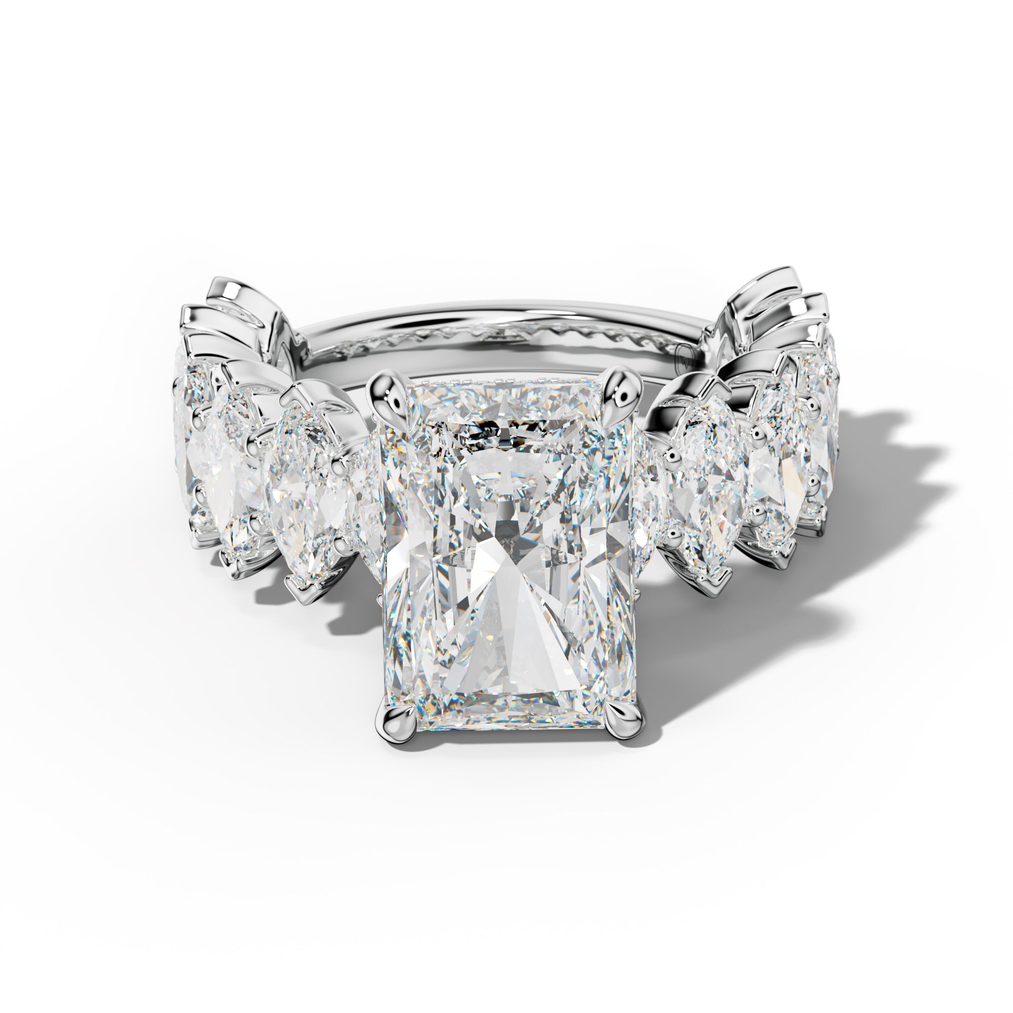 Rayna Radiant Diamond Engagement Ring With Marquise Side Stones
