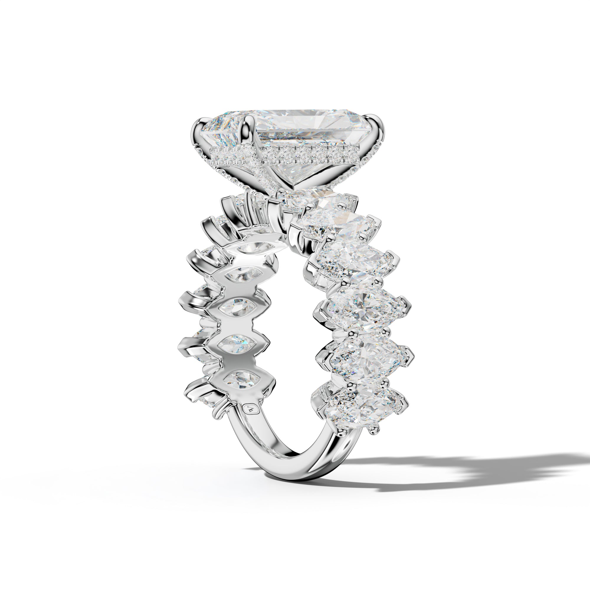 Rayna Radiant Diamond Engagement Ring With Marquise Side Stones