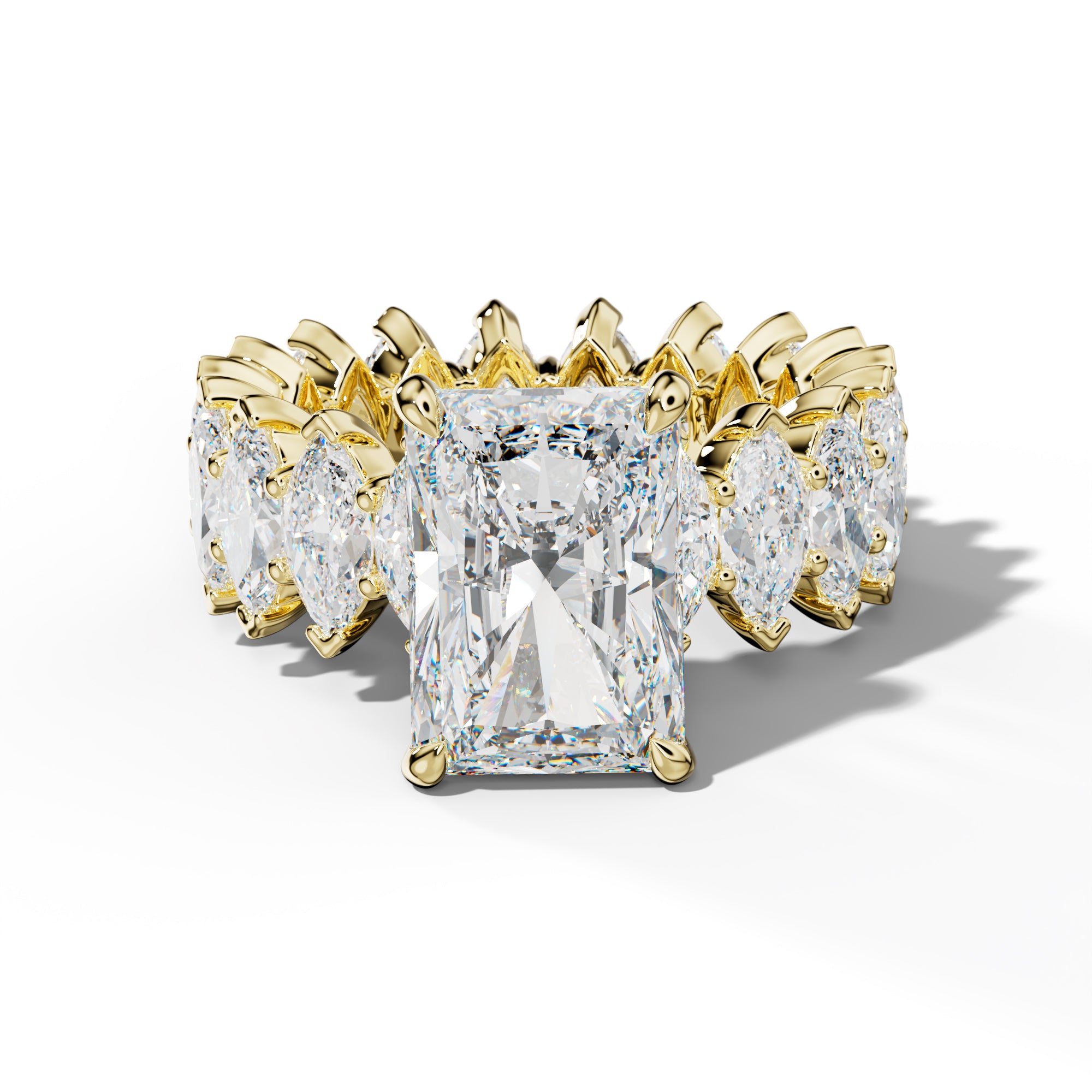 Myla Radiant Diamond Engagement Ring With Marquise Side Stones