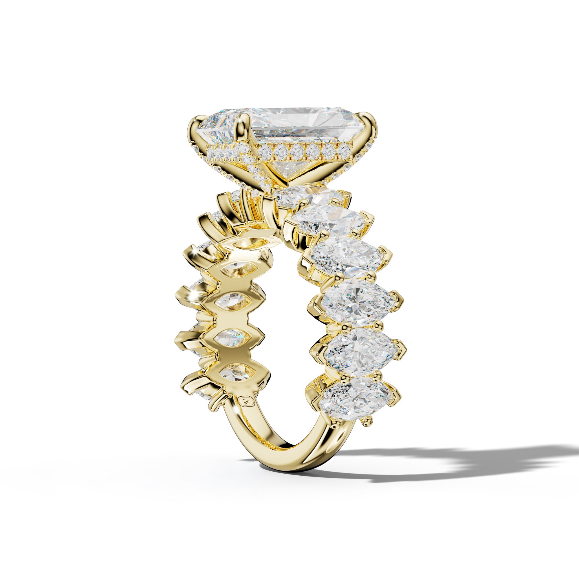 Rayna Radiant Diamond Engagement Ring With Marquise Side Stones