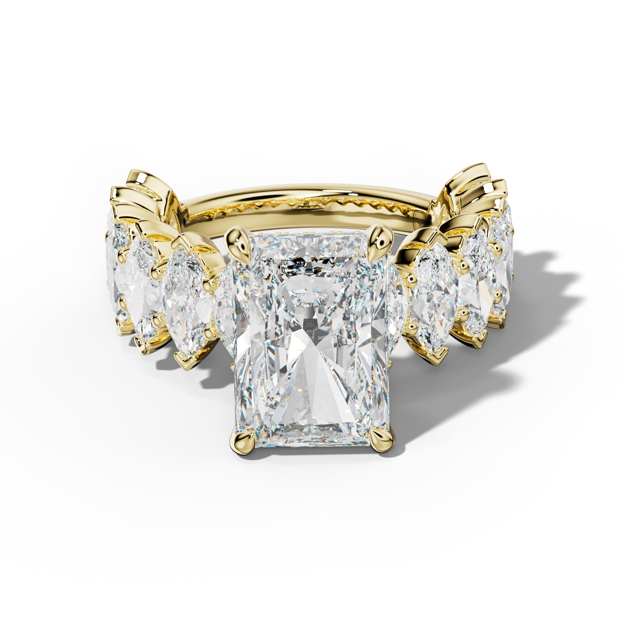 Rayna Radiant Diamond Engagement Ring With Marquise Side Stones
