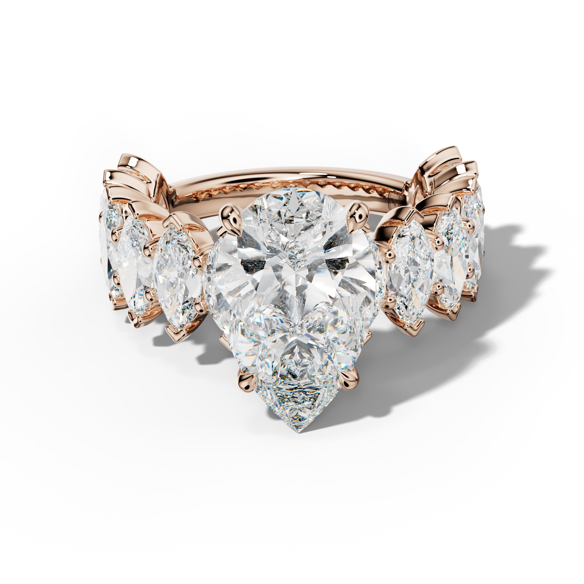 Rayna Pear Shape Engagement Ring With Marquise Side Stones