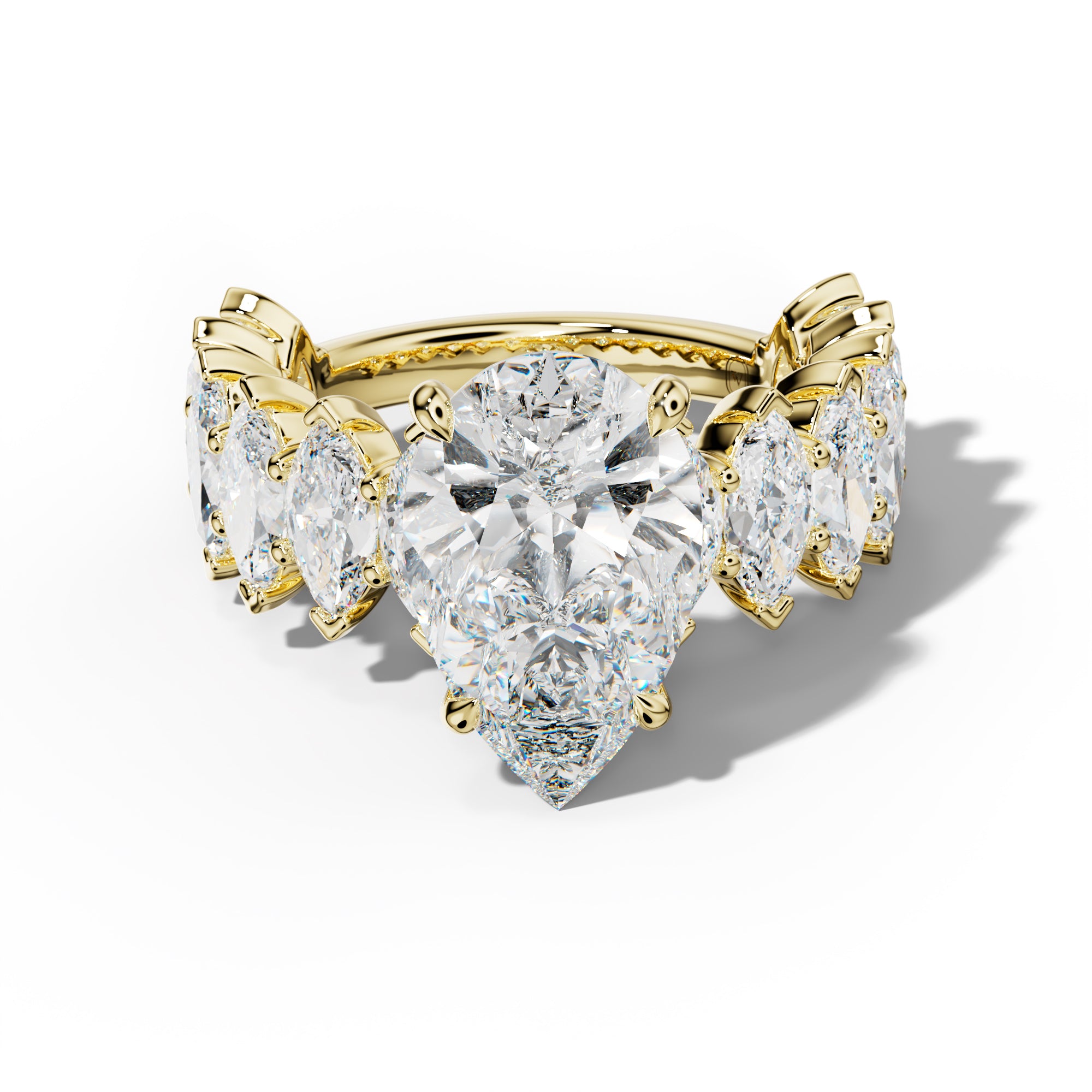 Rayna Pear Shape Engagement Ring With Marquise Side Stones