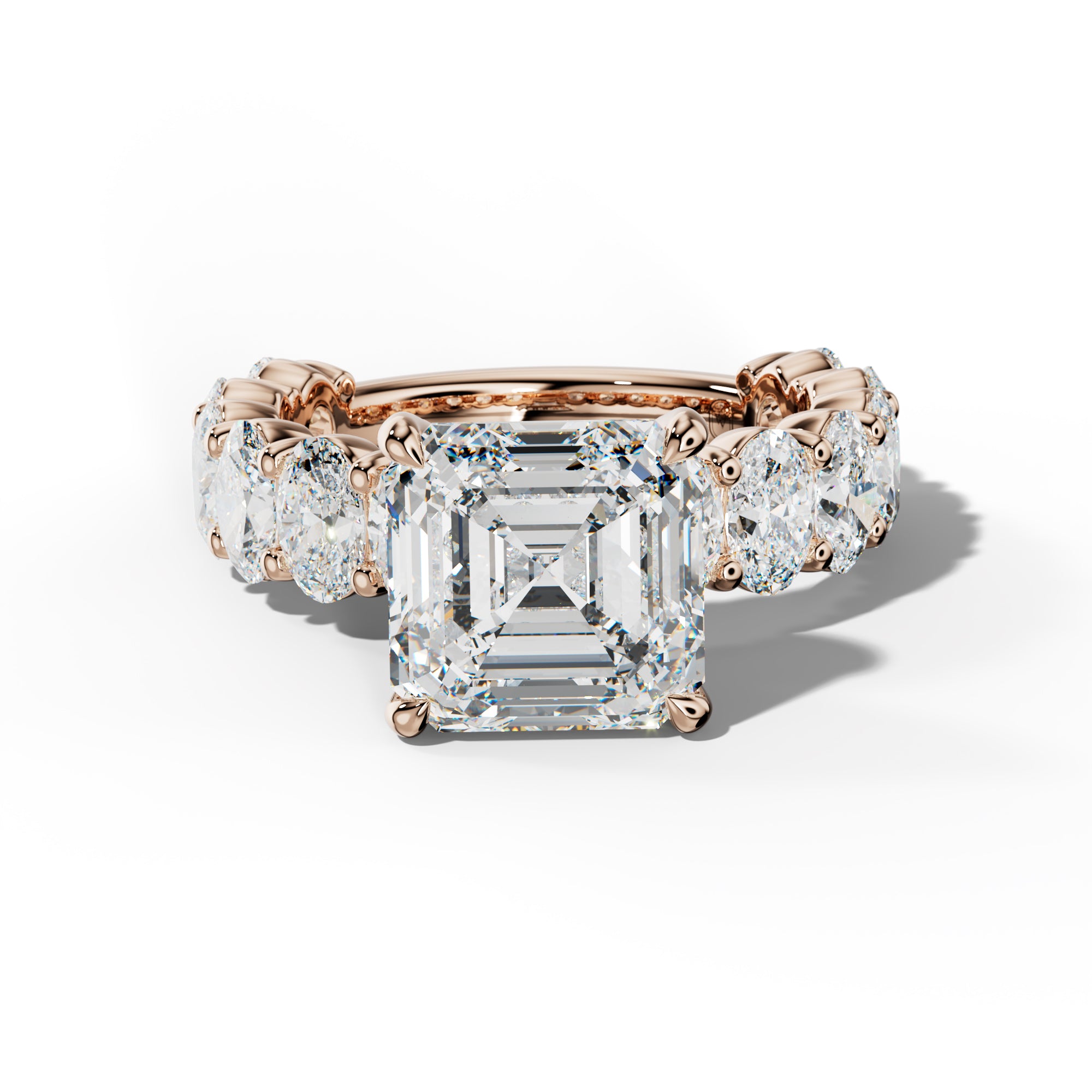 Aaliyah Asscher Diamond Engagement Ring With Oval Side Stones