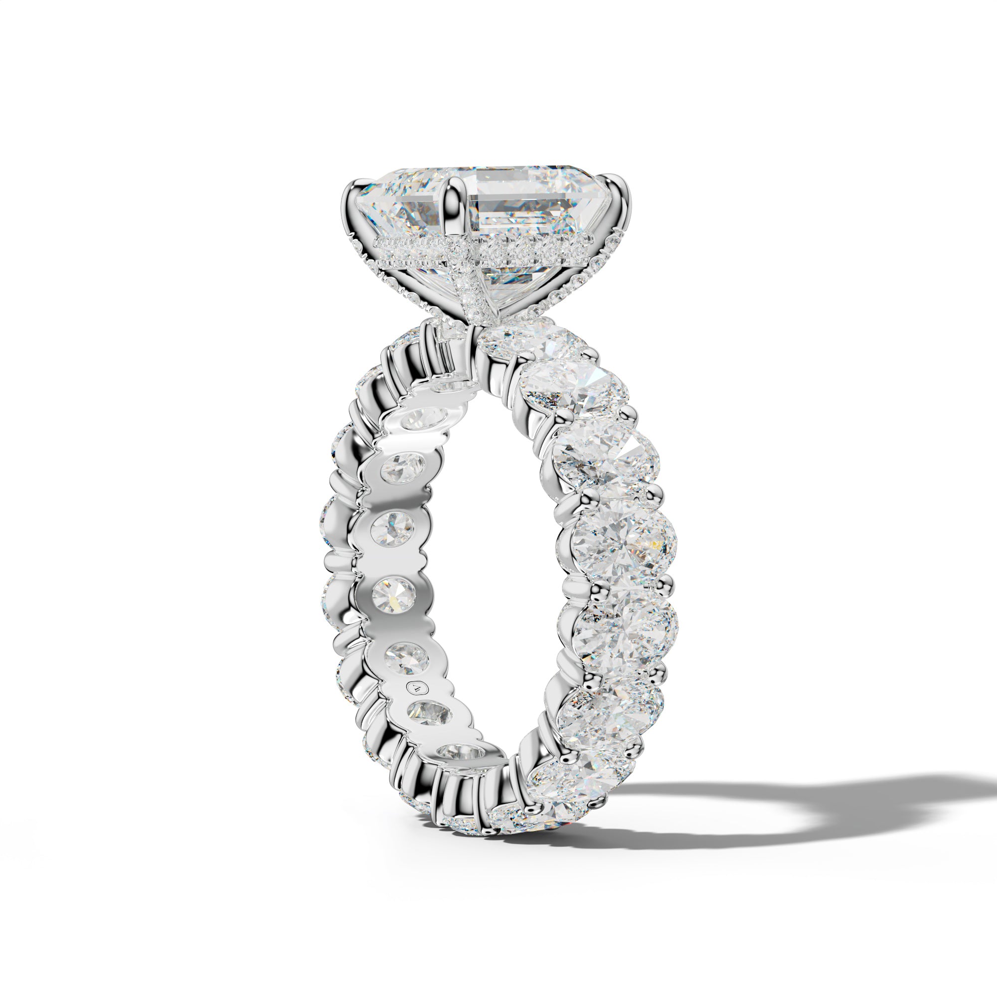 Belen Asscher Diamond Engagement Ring With Oval Side Stones