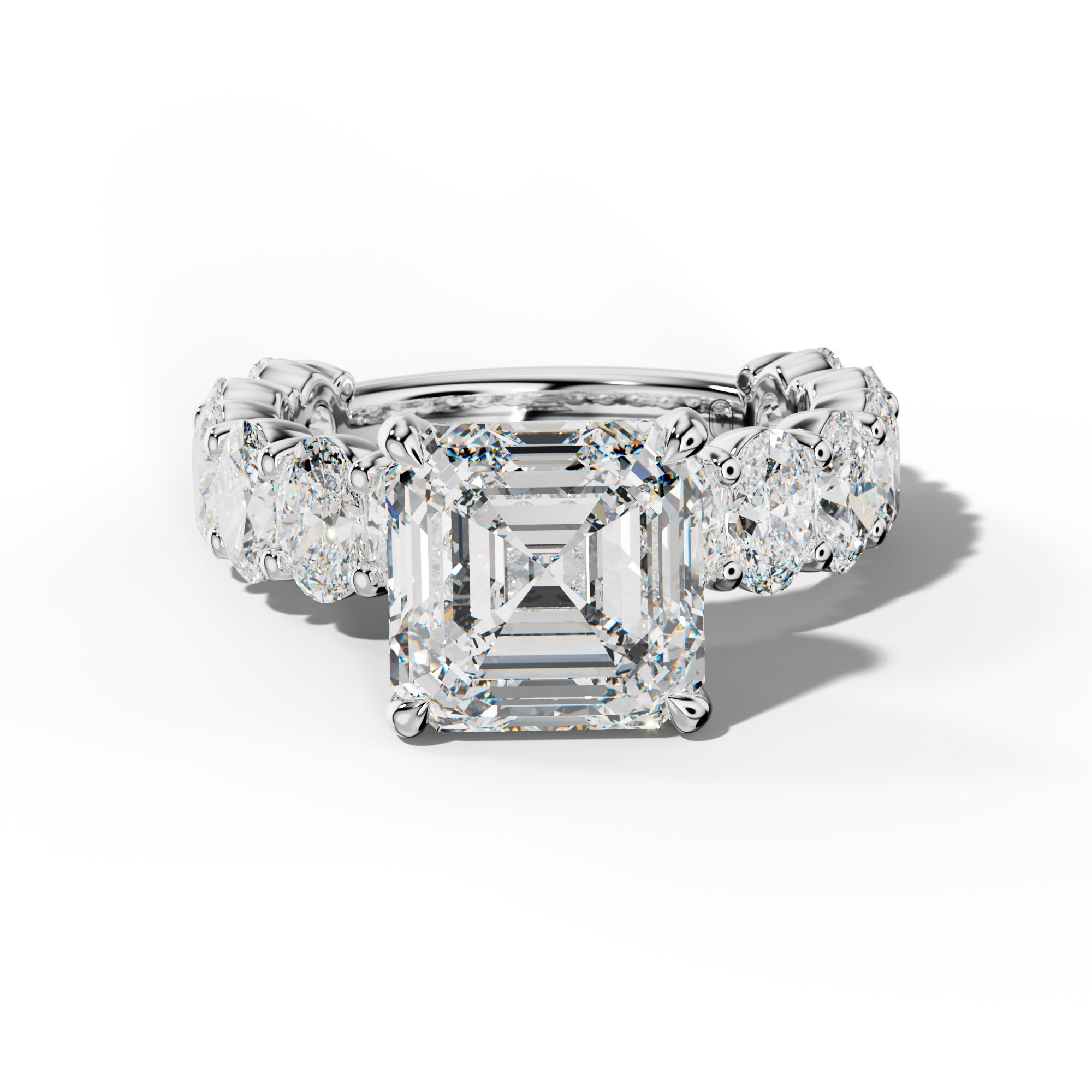 Aaliyah Asscher Diamond Engagement Ring With Oval Side Stones