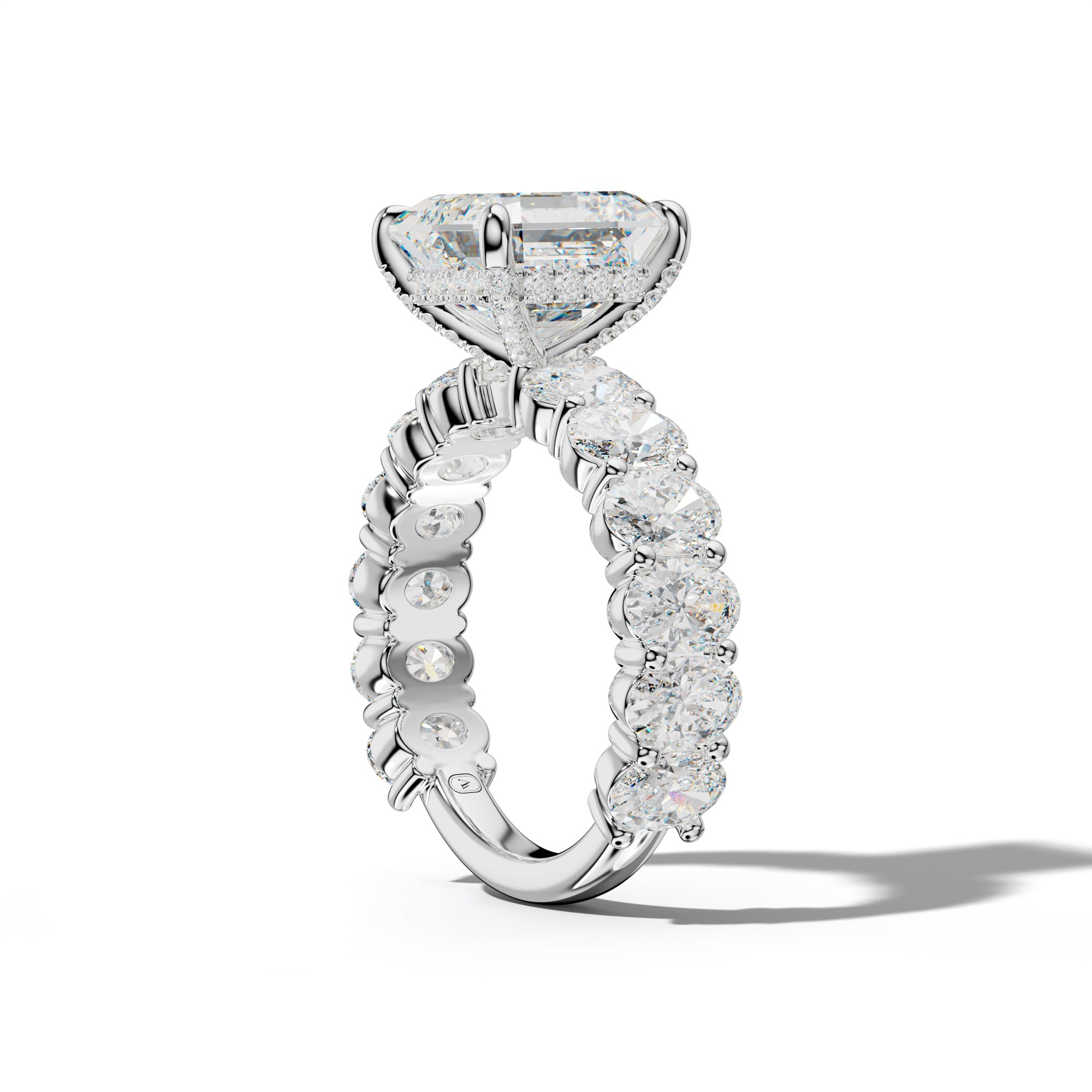 Aaliyah Asscher Diamond Engagement Ring With Oval Side Stones