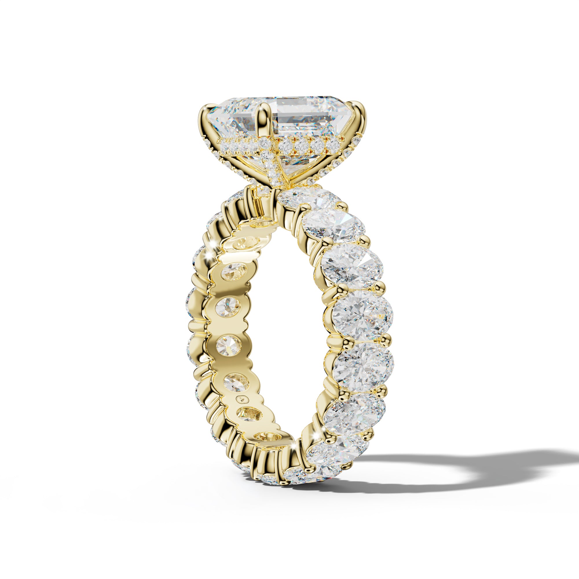 Belen Asscher Diamond Engagement Ring With Oval Side Stones