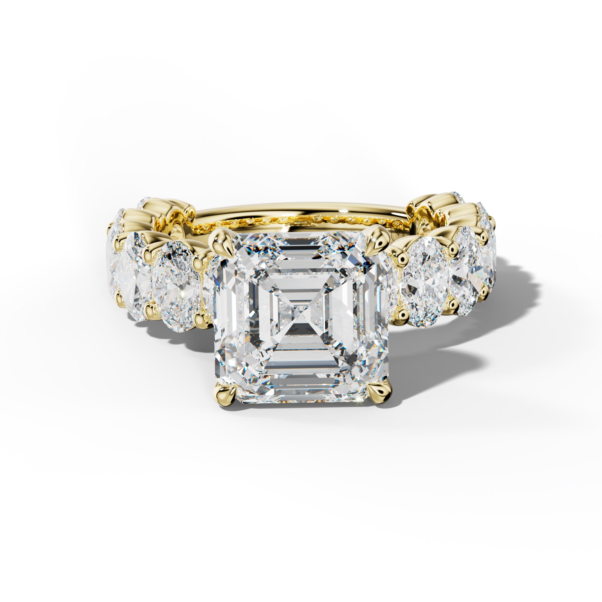 Aaliyah Asscher Diamond Engagement Ring With Oval Side Stones