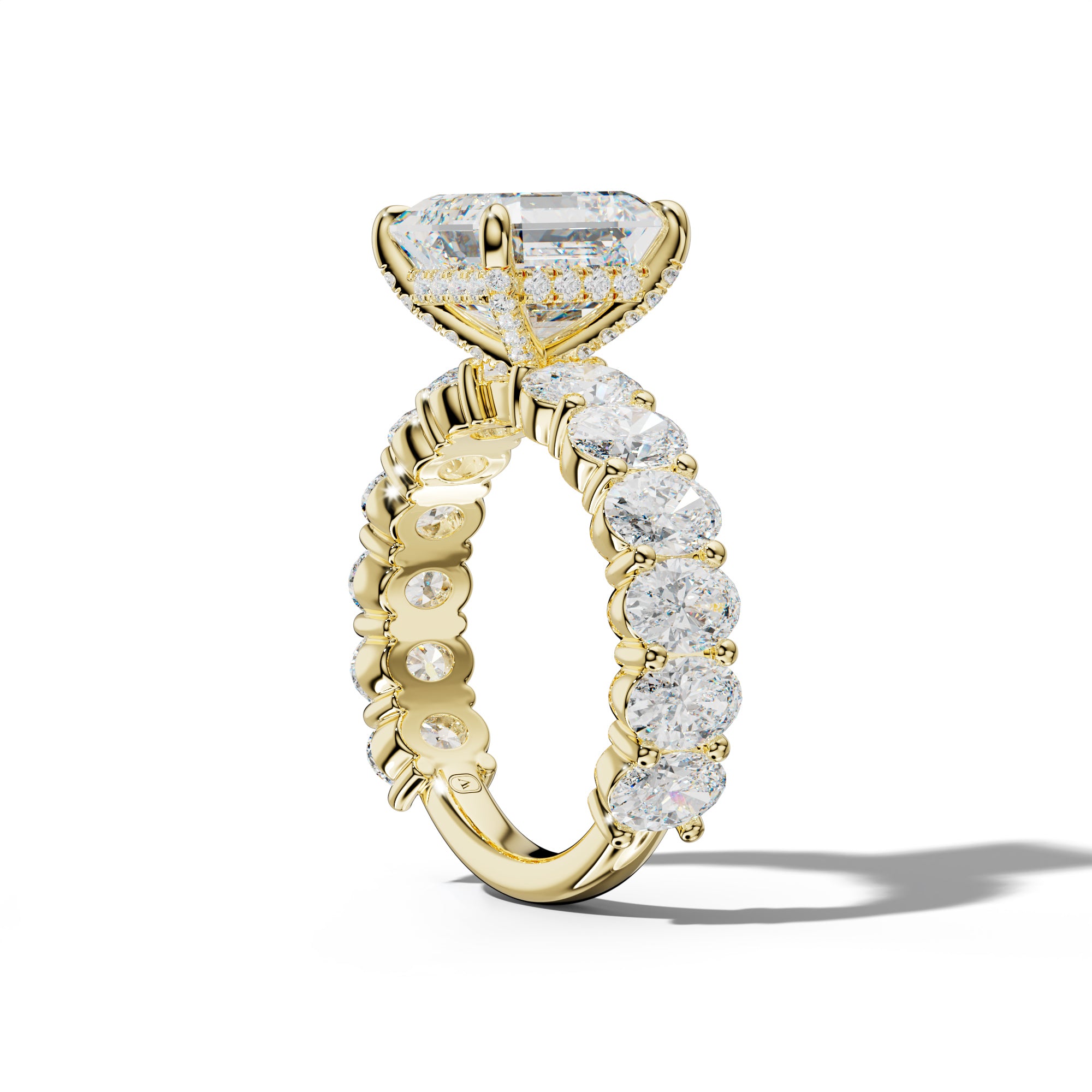 Aaliyah Asscher Diamond Engagement Ring With Oval Side Stones