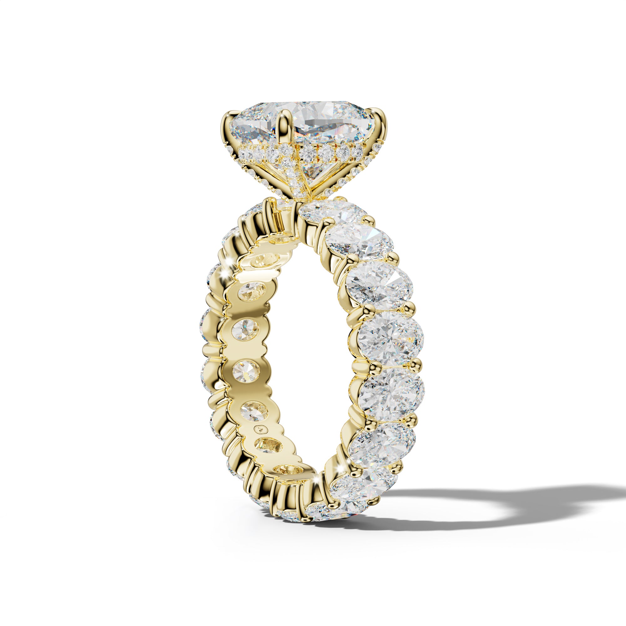 Belen Cushion Diamond Engagement Ring With Oval Side Stones