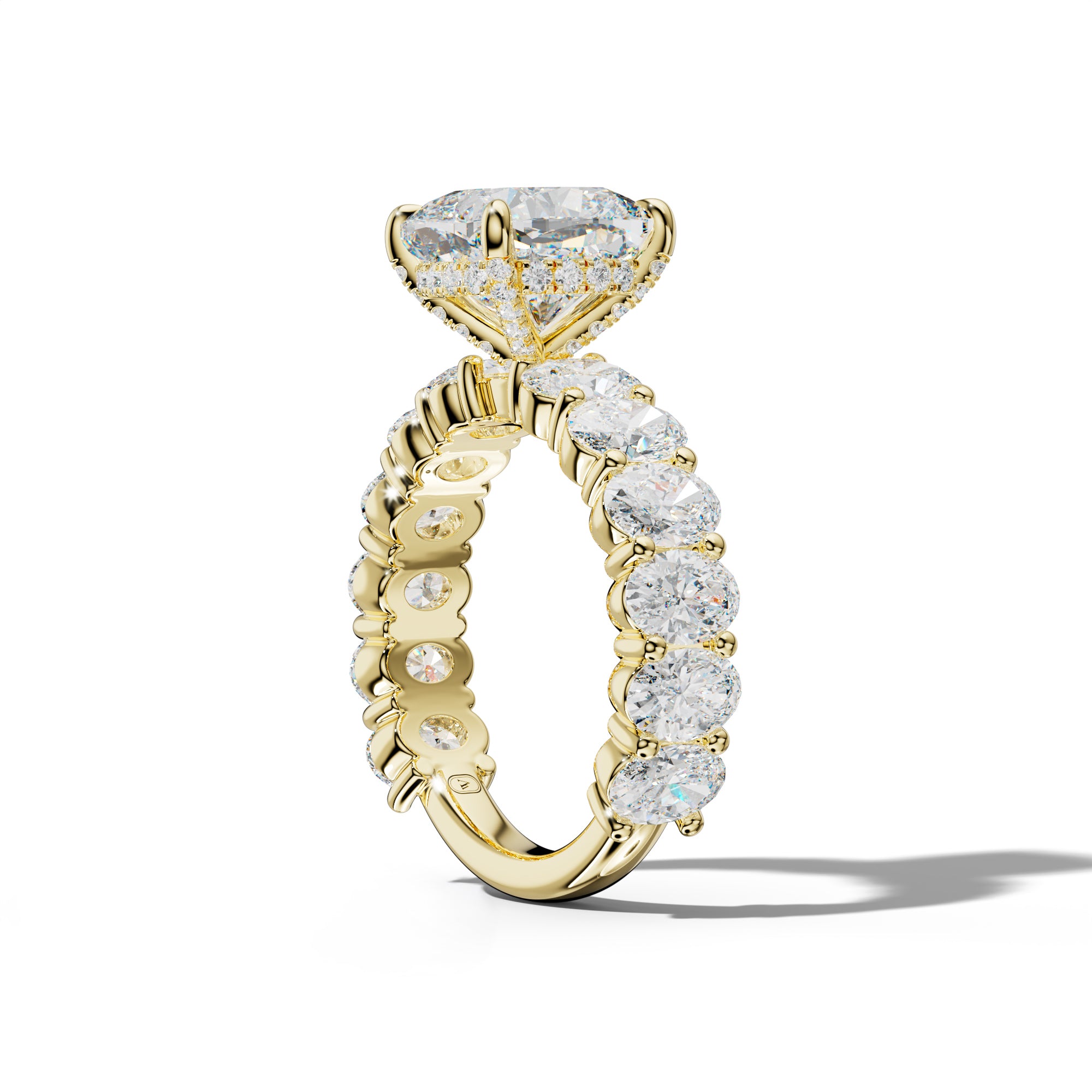 Aaliyah Cushion Diamond Engagement Ring With Oval Side Stones