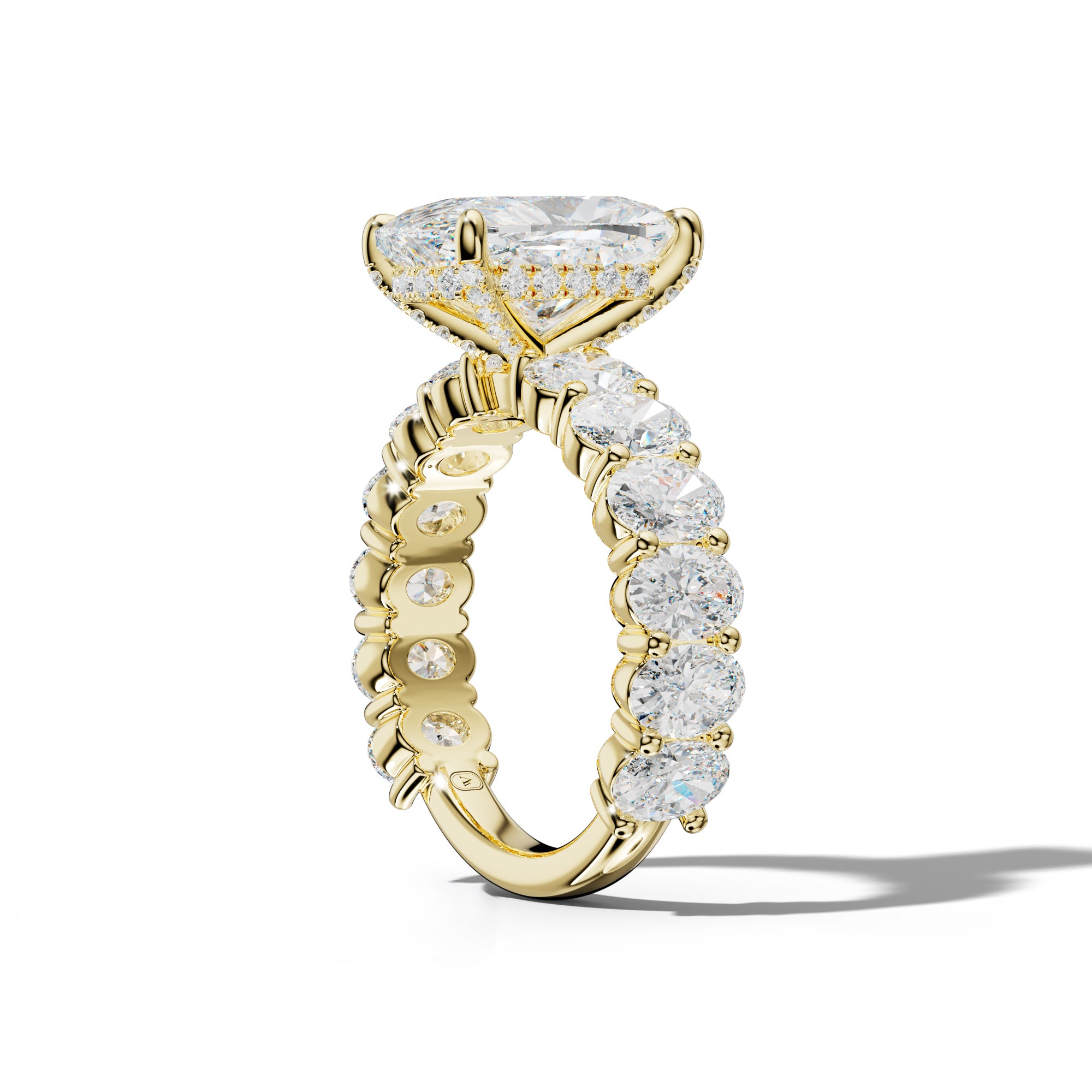 Aaliyah Elongated Cushion Diamond Engagement Ring With Oval Side Stones
