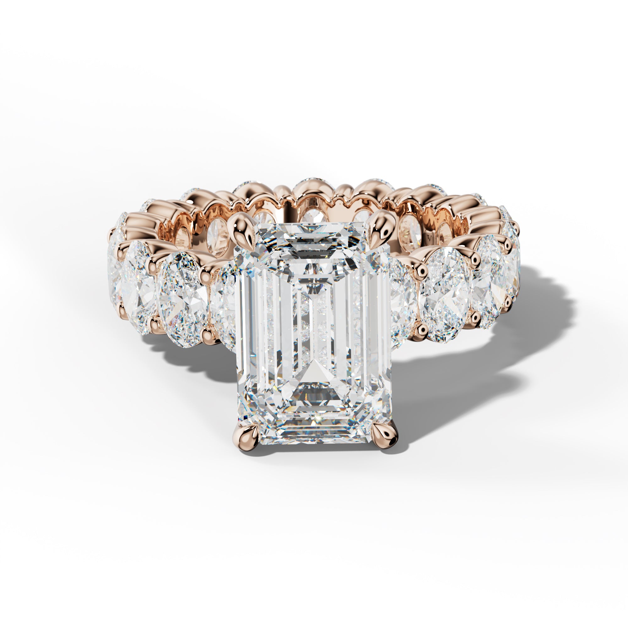 Belen Emerald Cut Engagement Ring With Oval Side Stones