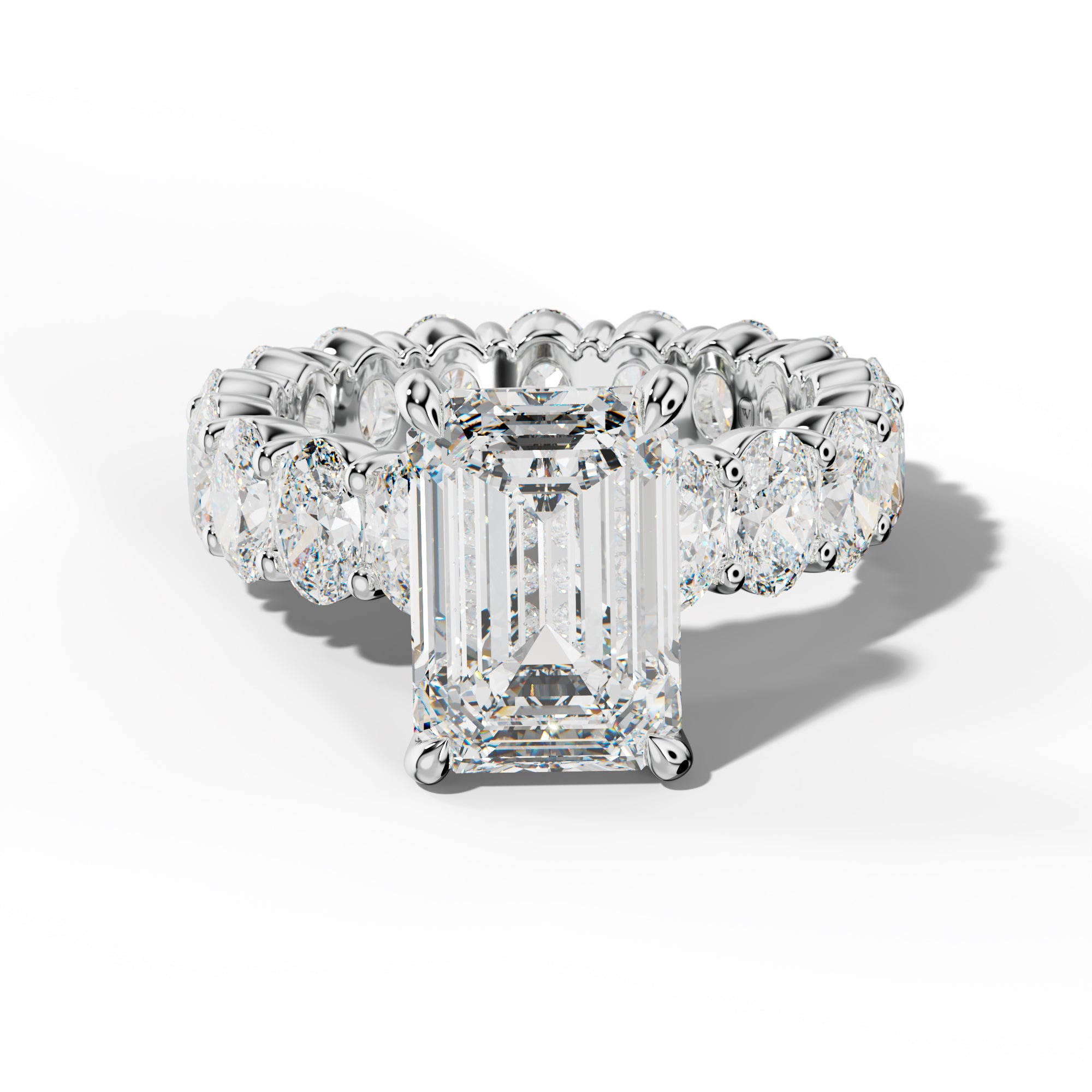 Belen Emerald Cut Engagement Ring With Oval Side Stones