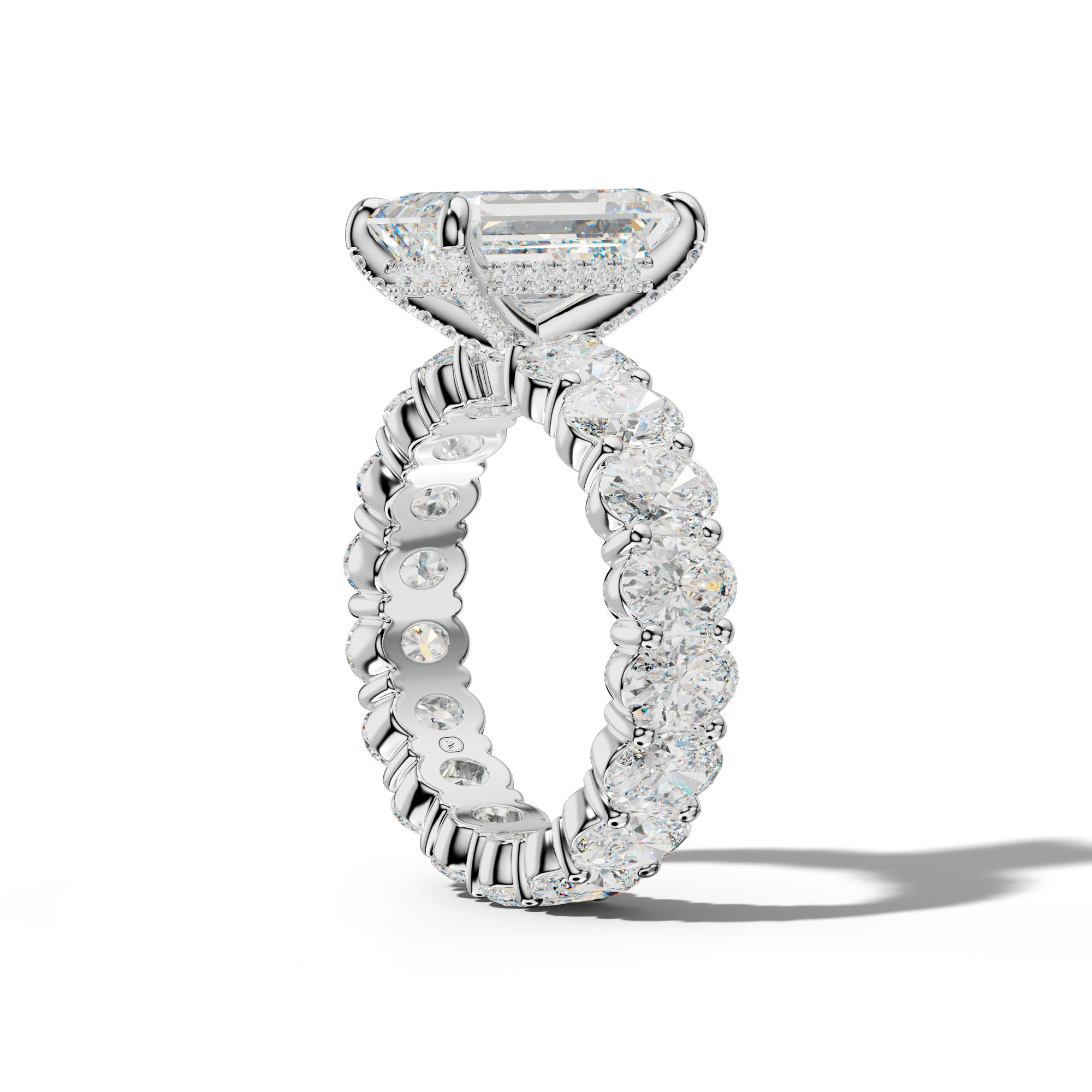 Belen Emerald Cut Engagement Ring With Oval Side Stones
