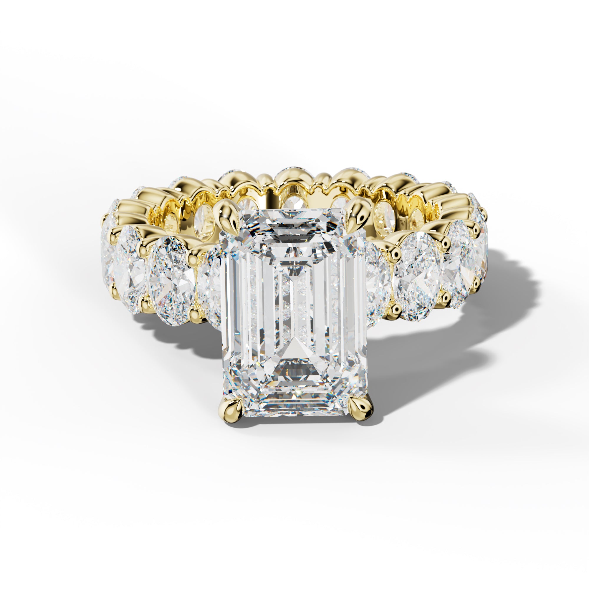 Belen Emerald Cut Engagement Ring With Oval Side Stones
