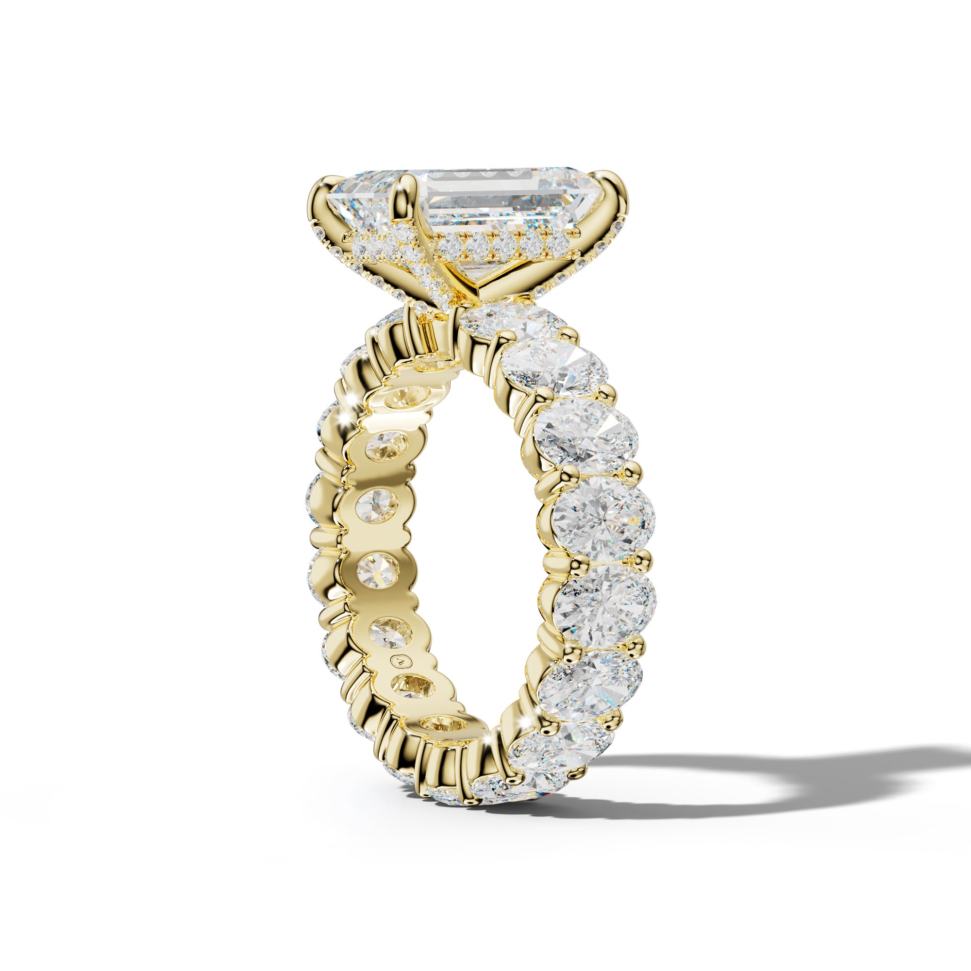 Belen Emerald Cut Engagement Ring With Oval Side Stones