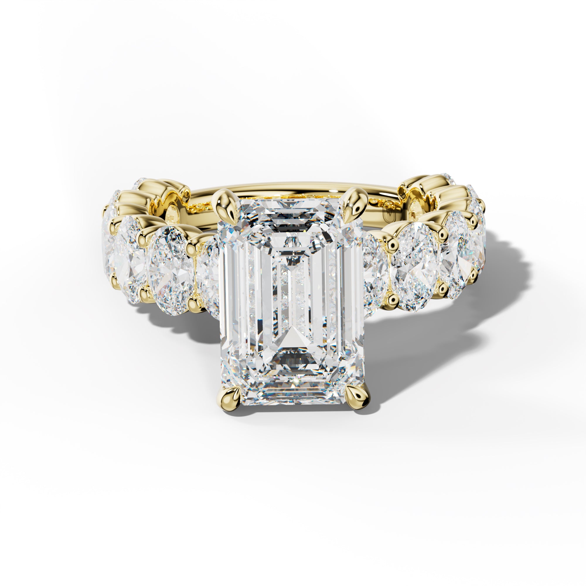 Aaliyah Emerald Cut Engagement Ring With Oval Side Stones