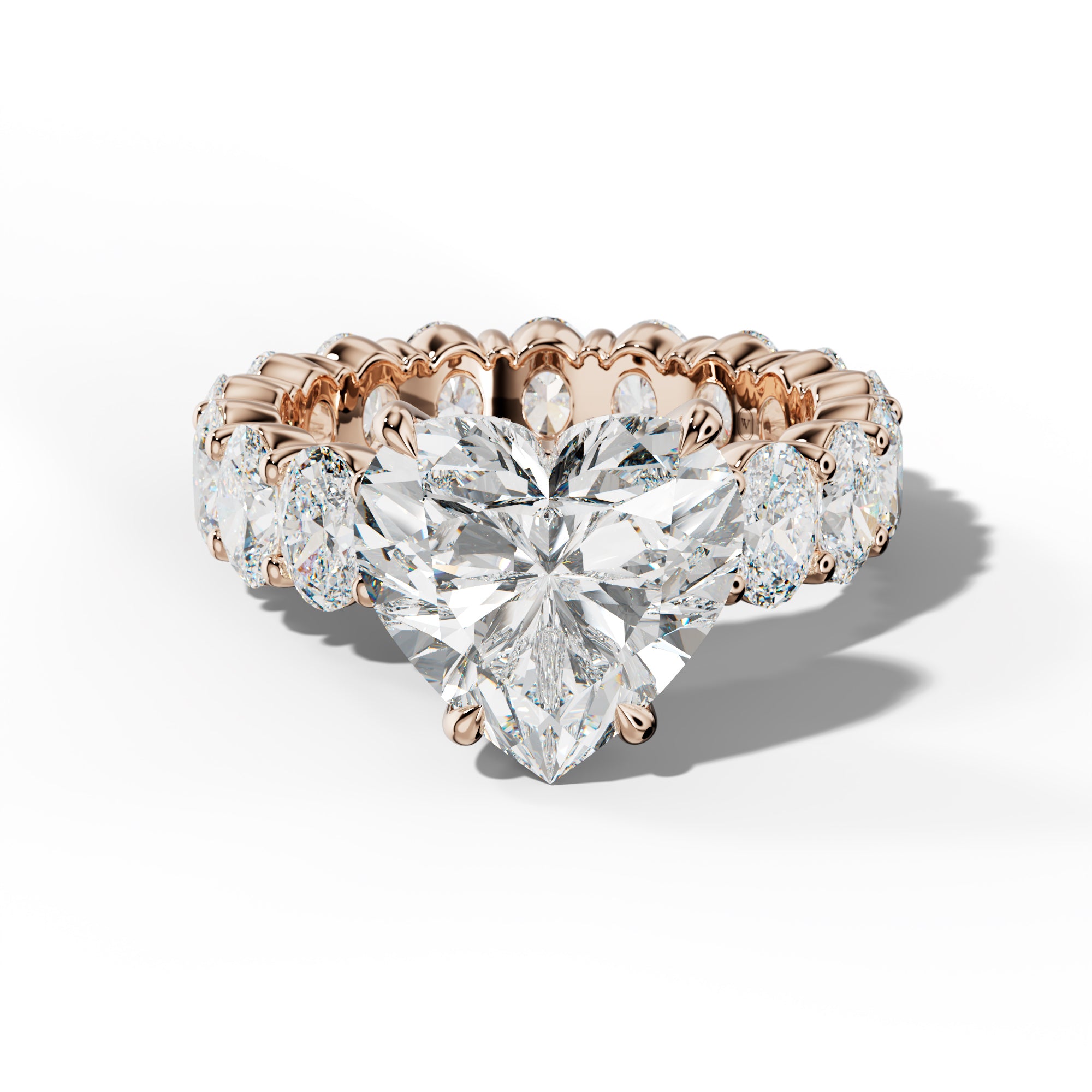 Belen Heart Diamond Engagement Ring With Oval Side Stones
