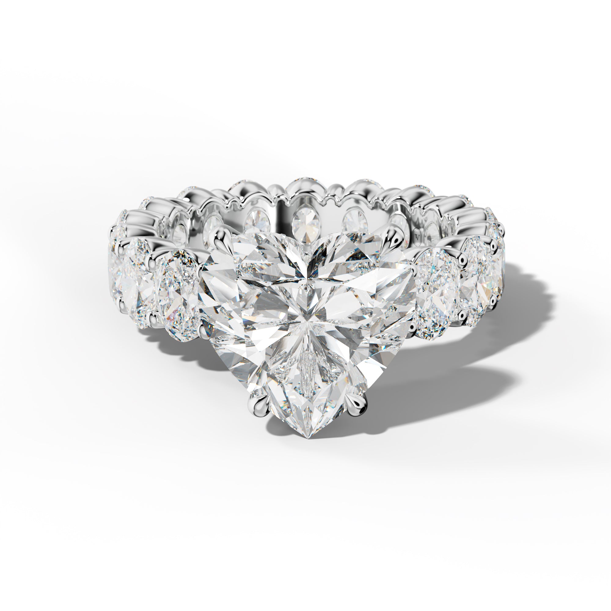 Belen Heart Diamond Engagement Ring With Oval Side Stones