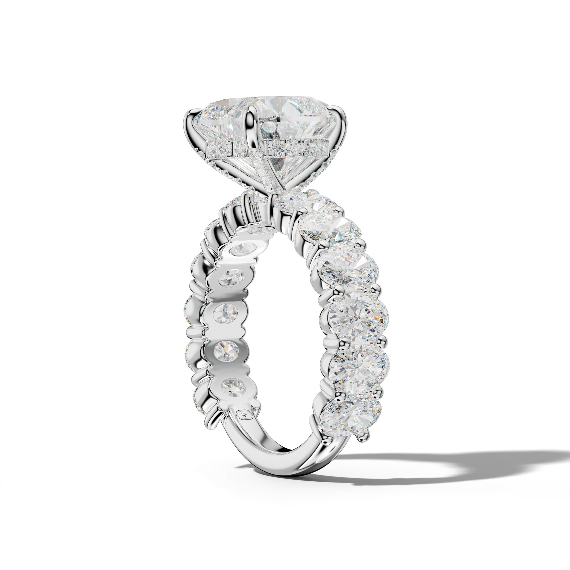 Aaliyah Heart Diamond Engagement Ring With Oval Side Stones