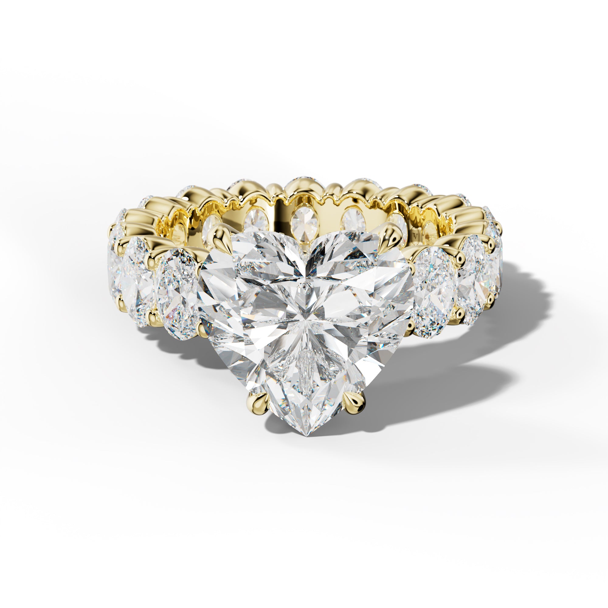 Belen Heart Diamond Engagement Ring With Oval Side Stones