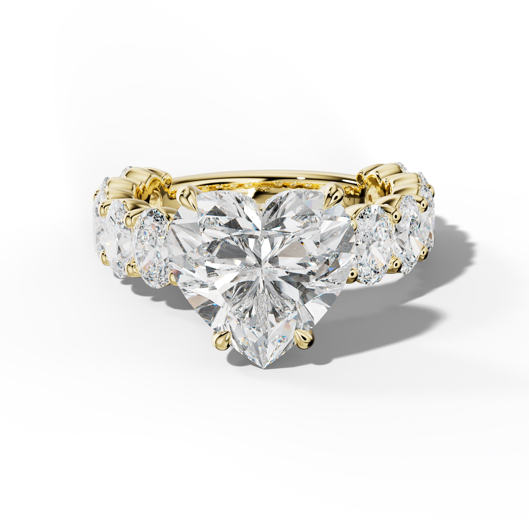 Aaliyah Heart Diamond Engagement Ring With Oval Side Stones