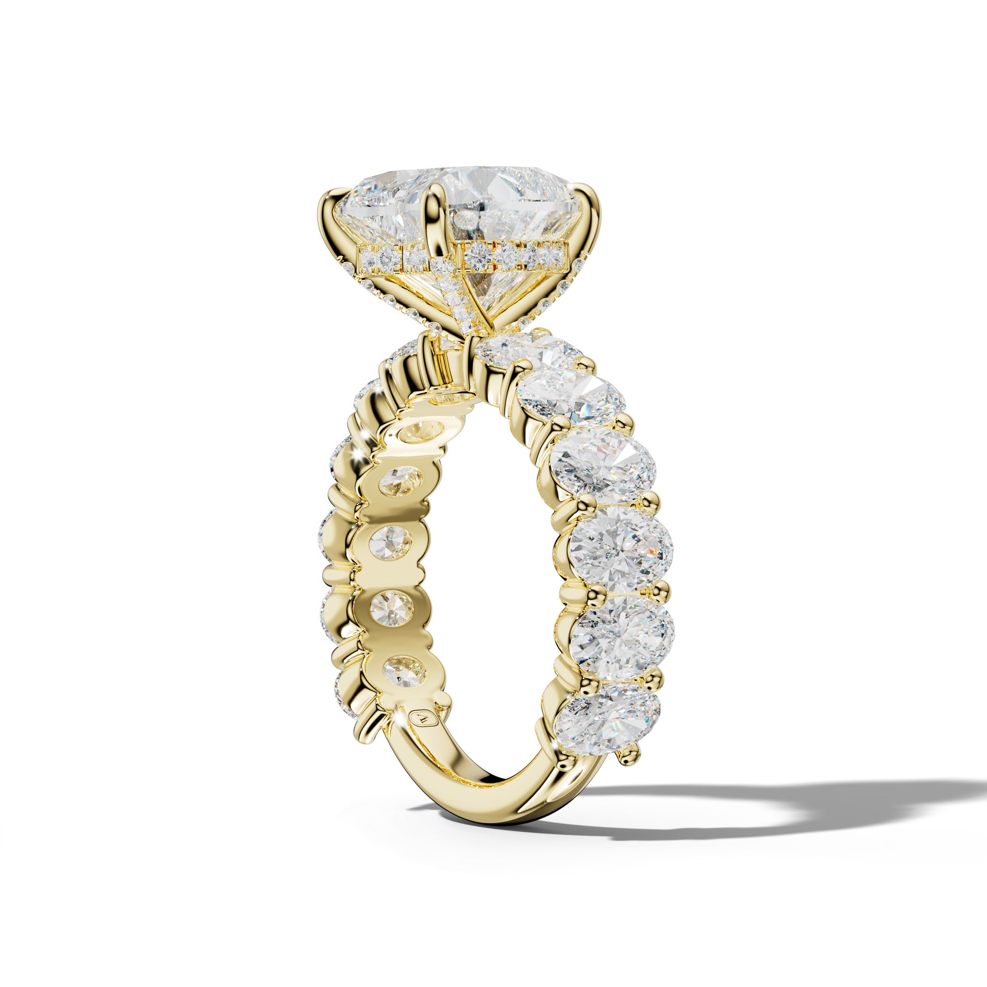 Aaliyah Heart Diamond Engagement Ring With Oval Side Stones