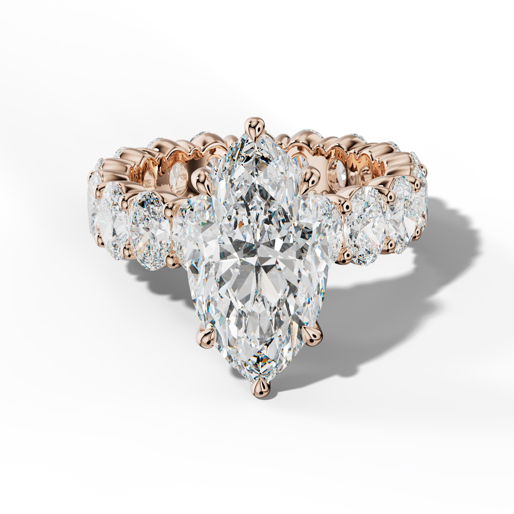 Belen Marquise Diamond Engagement Ring With Oval Side Stones