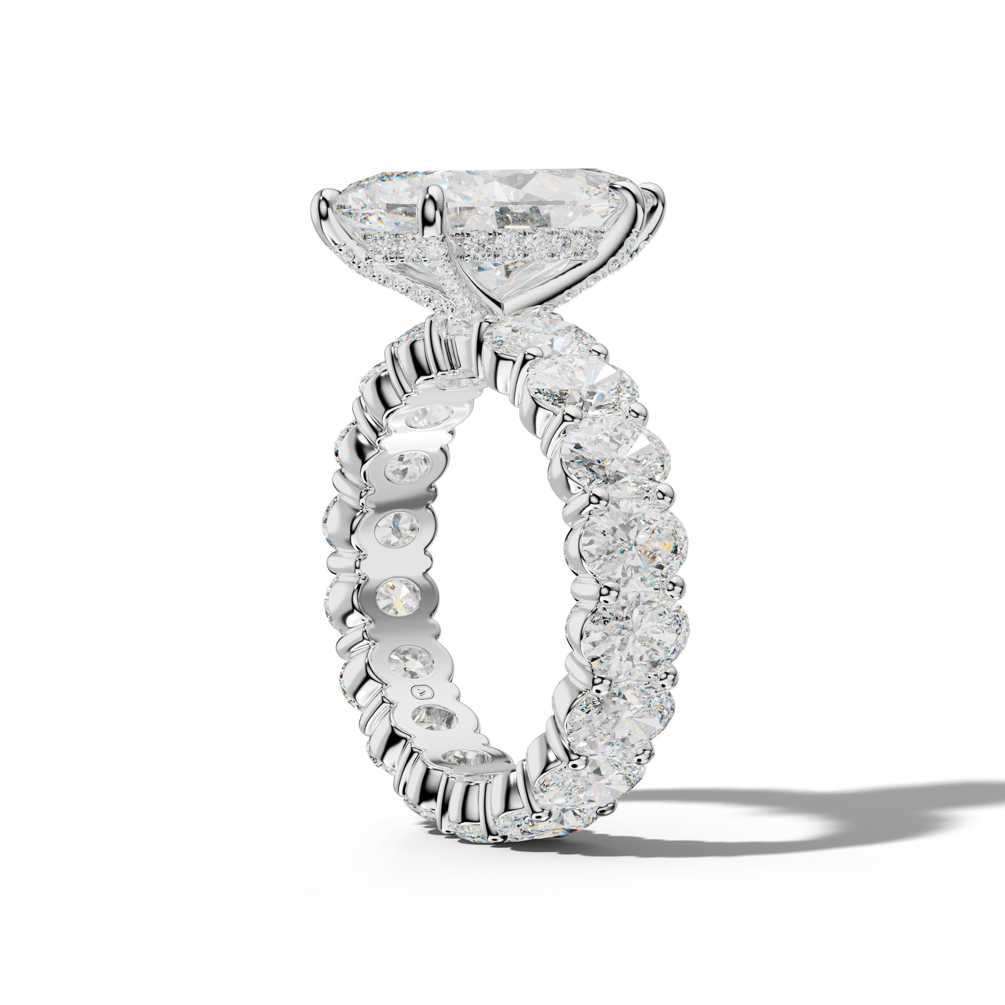 Belen Marquise Diamond Engagement Ring With Oval Side Stones