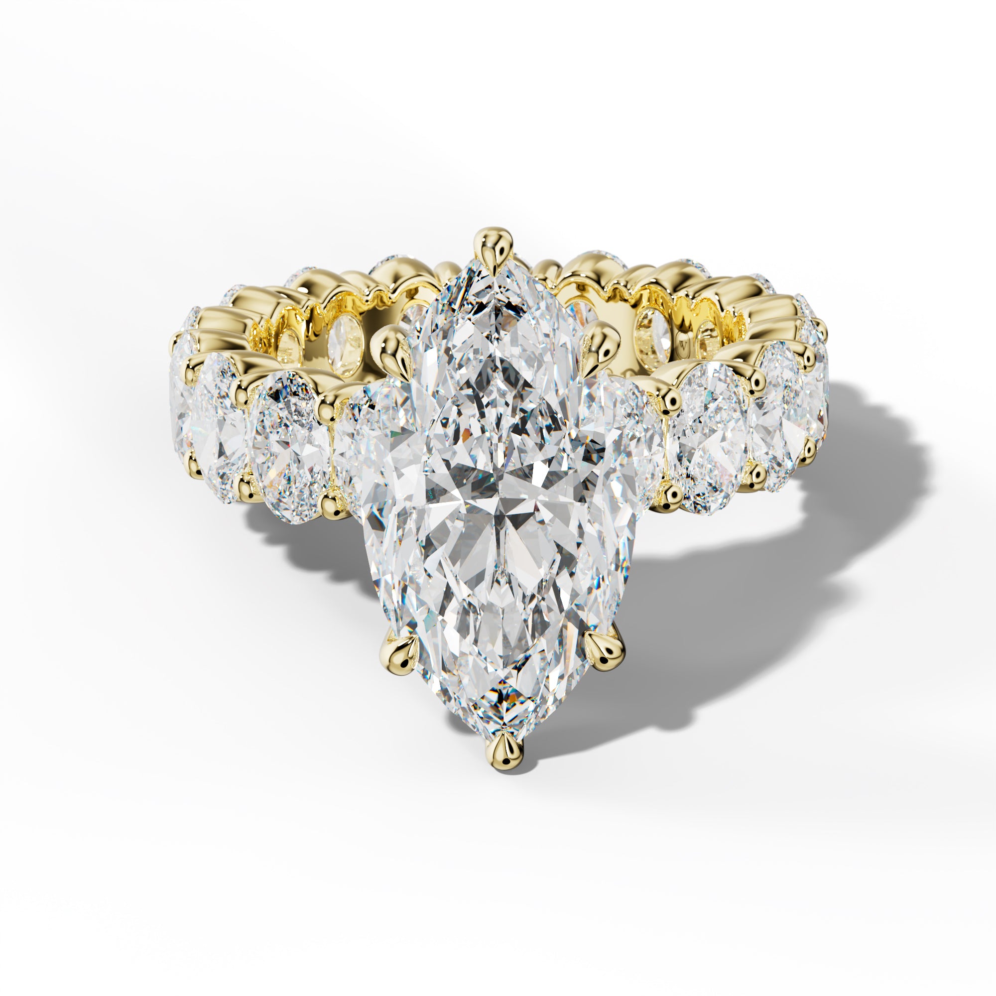 Belen Marquise Diamond Engagement Ring With Oval Side Stones