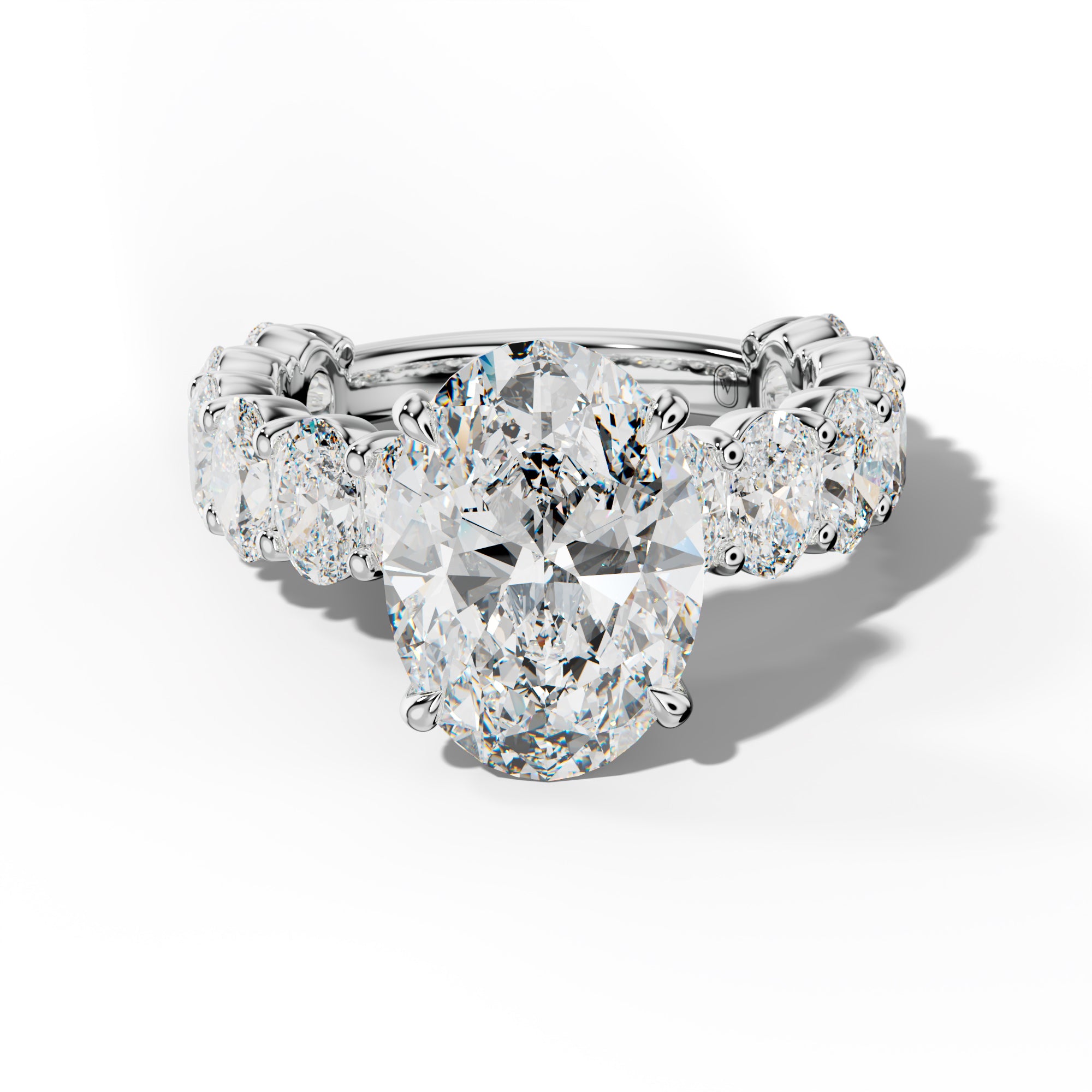 Aaliyah Oval Diamond Engagement Ring With Oval Side Stones