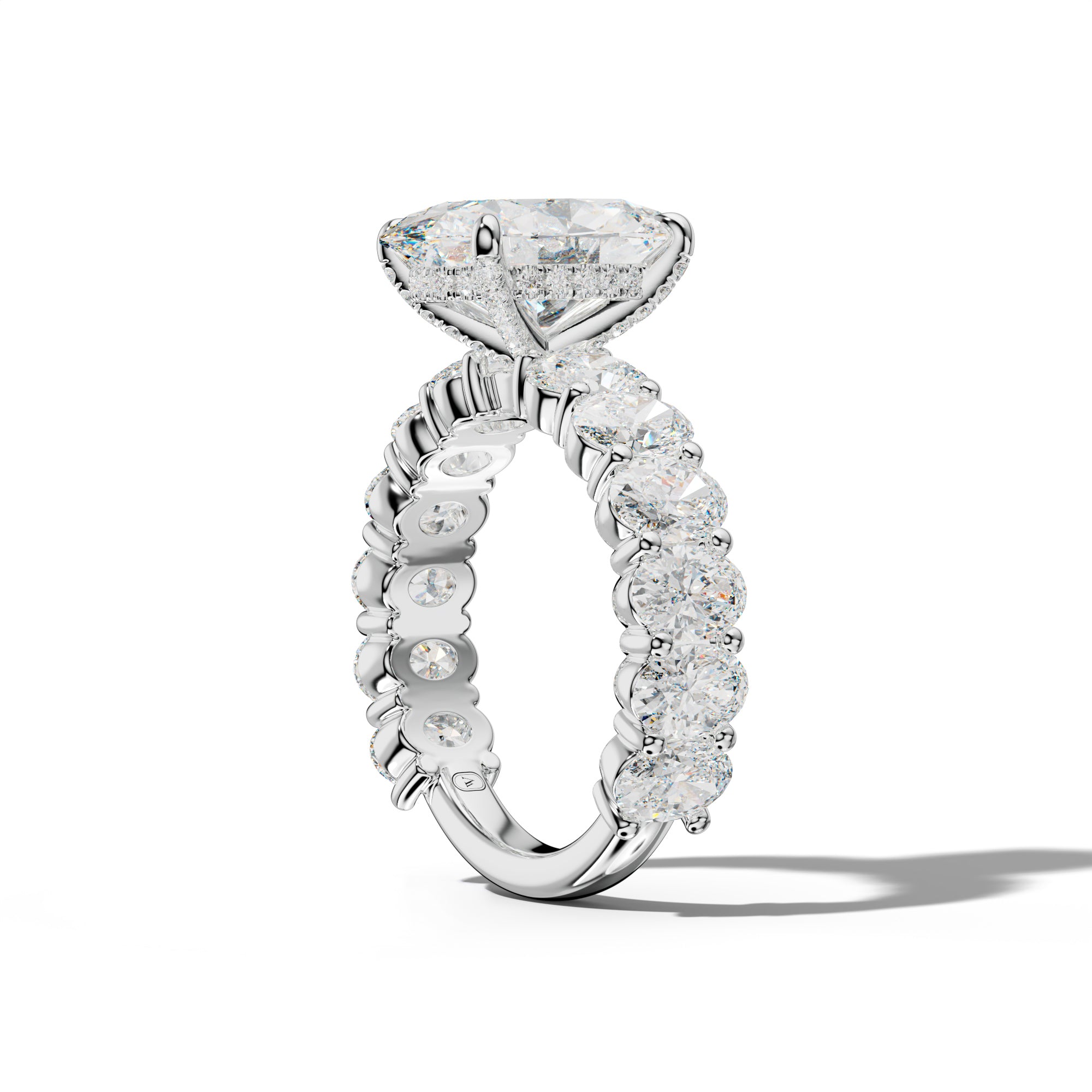Aaliyah Oval Diamond Engagement Ring With Oval Side Stones
