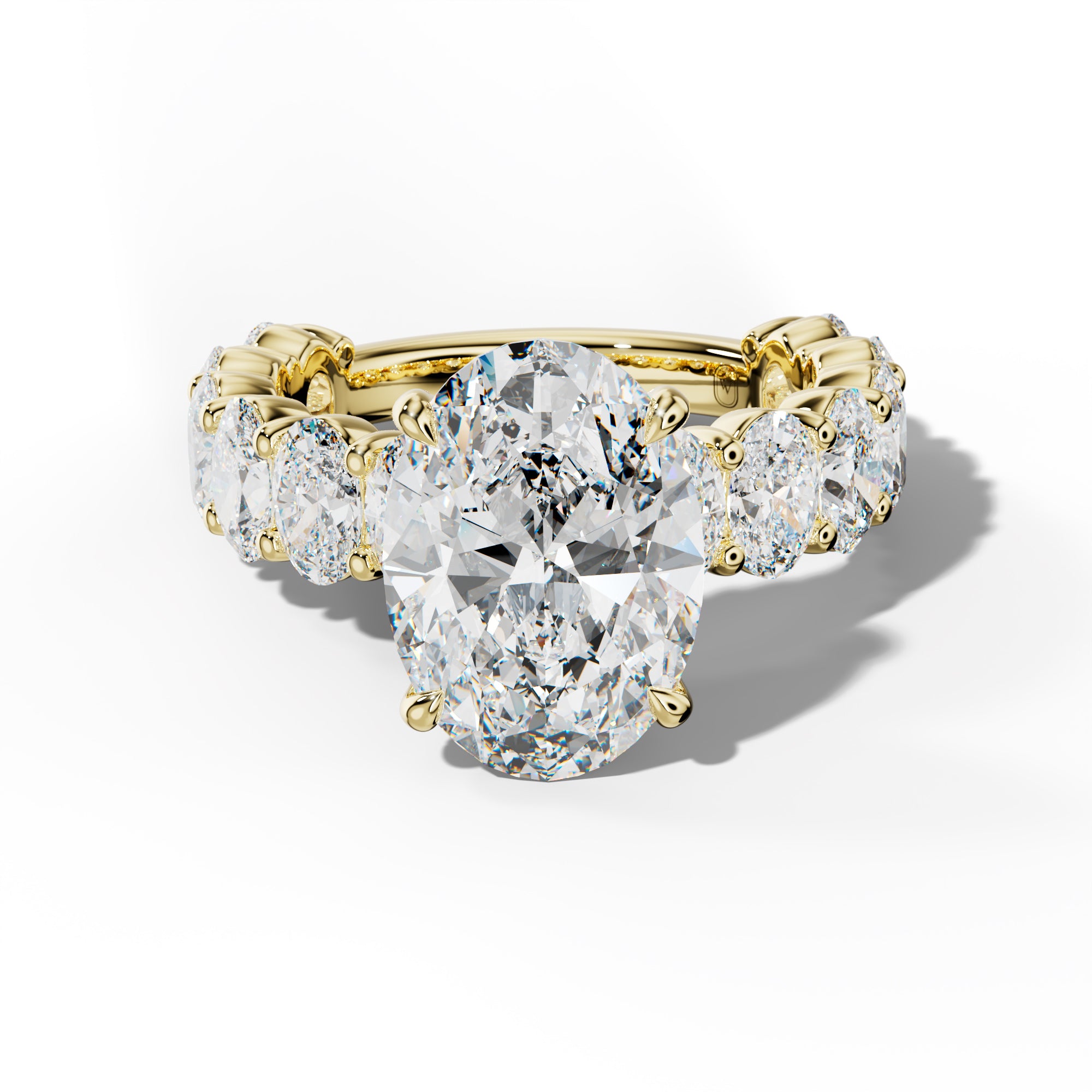 Aaliyah Oval Diamond Engagement Ring With Oval Side Stones