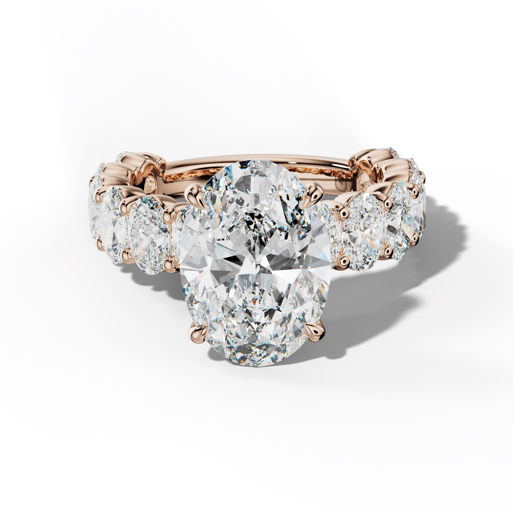 Aaliyah Oval Diamond Engagement Ring With Oval Side Stones
