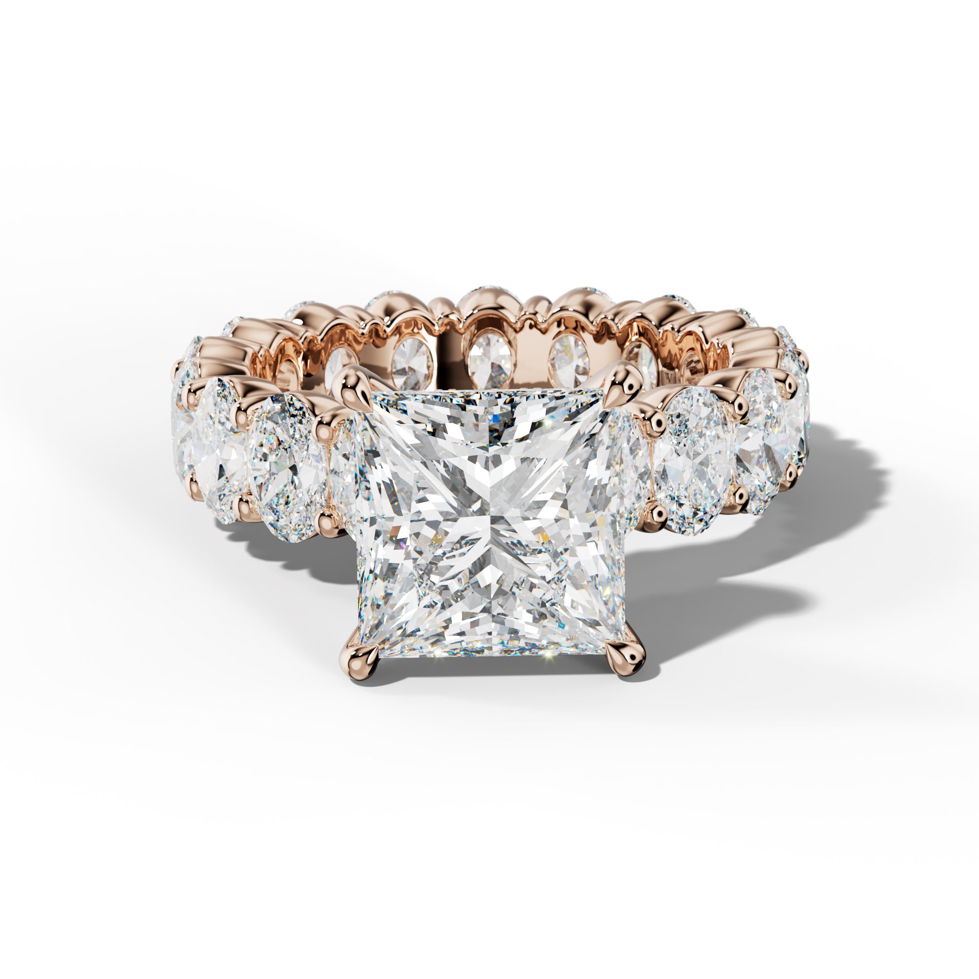 Belen Princess Cut Engagement Ring With Oval Side Stones