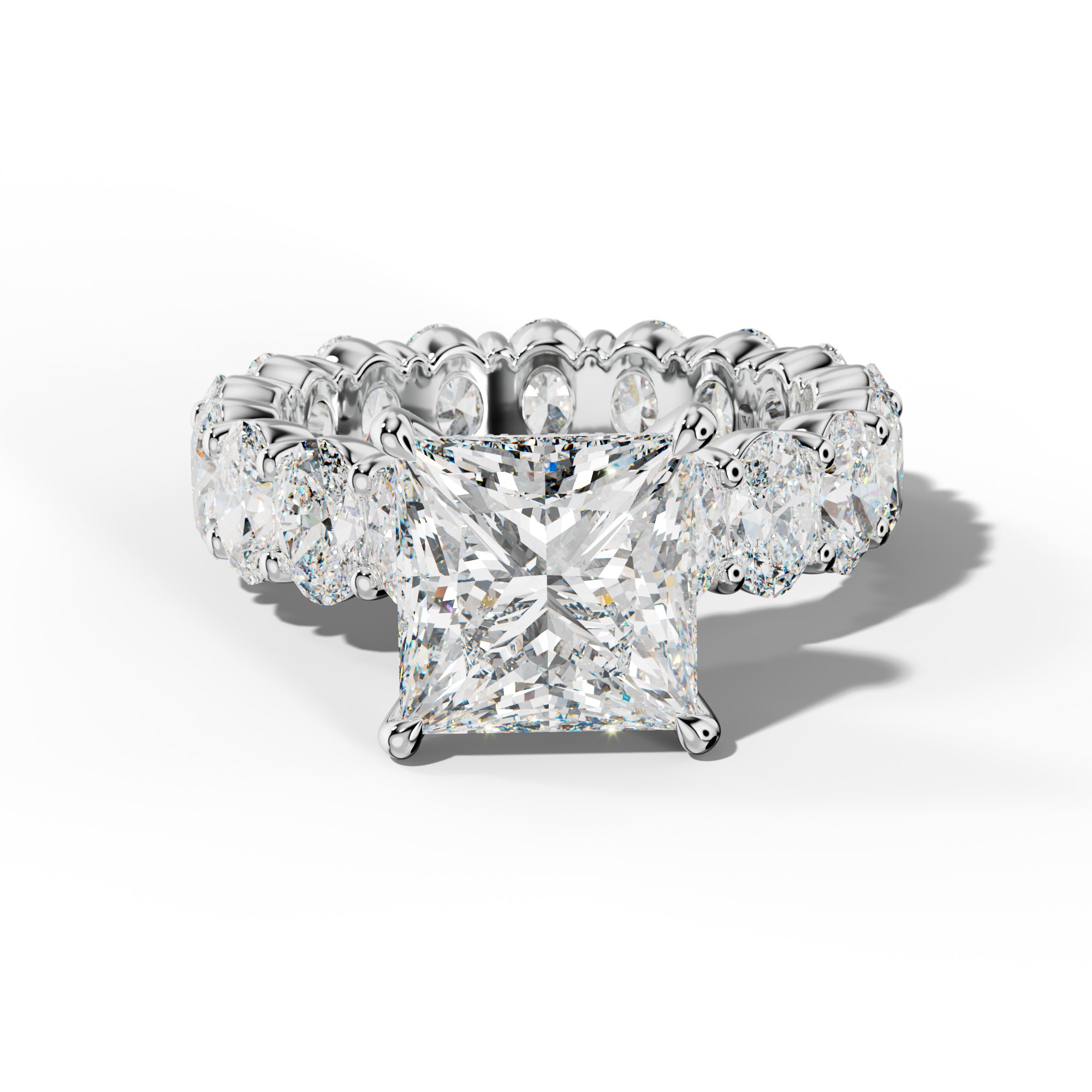 Belen Princess Cut Engagement Ring With Oval Side Stones