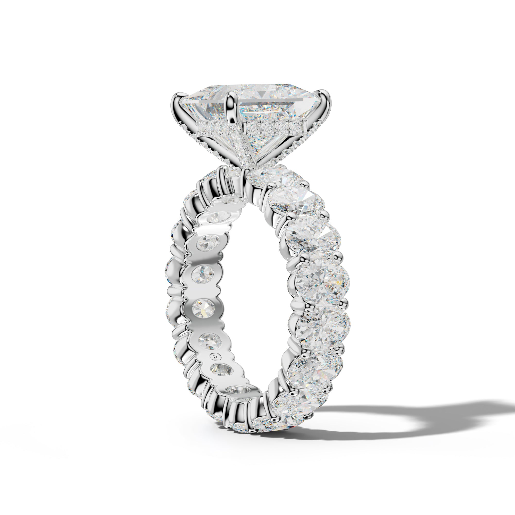 Belen Princess Cut Engagement Ring With Oval Side Stones