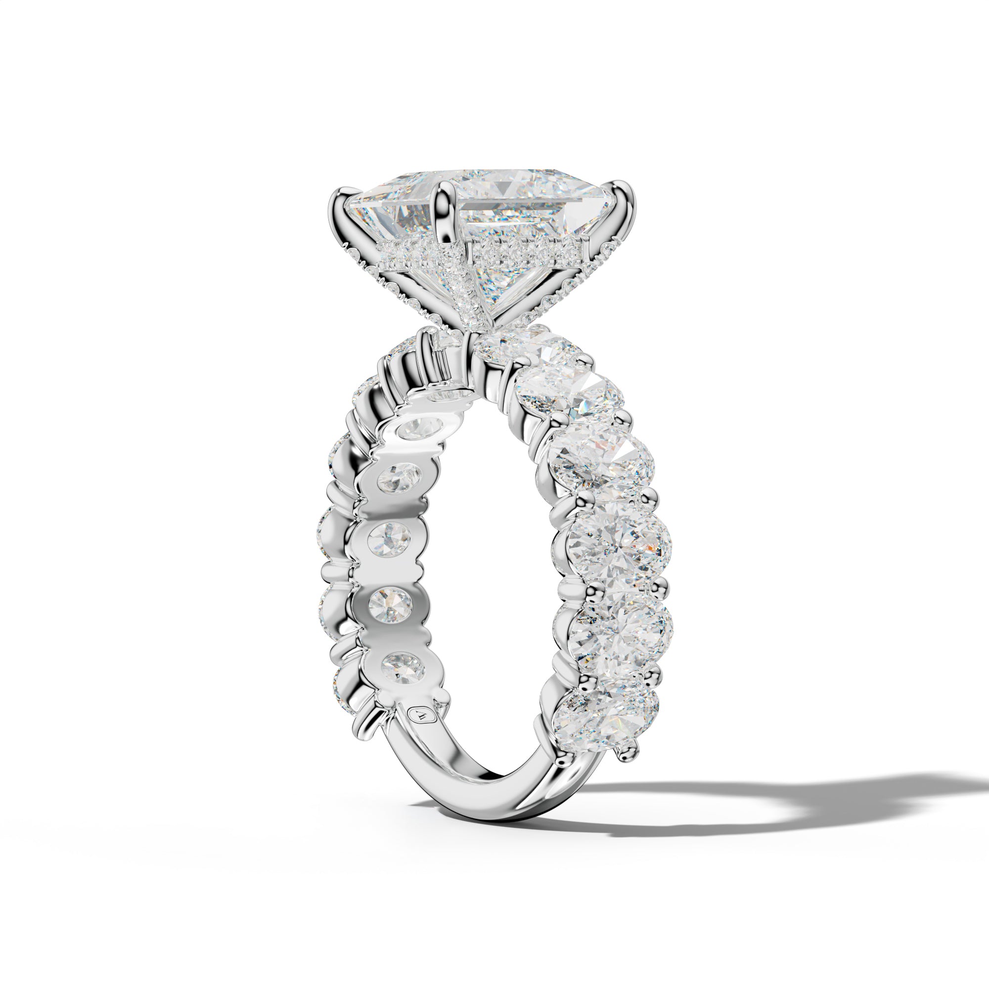 Aaliyah Princess Cut Engagement Ring With Oval Side Stones