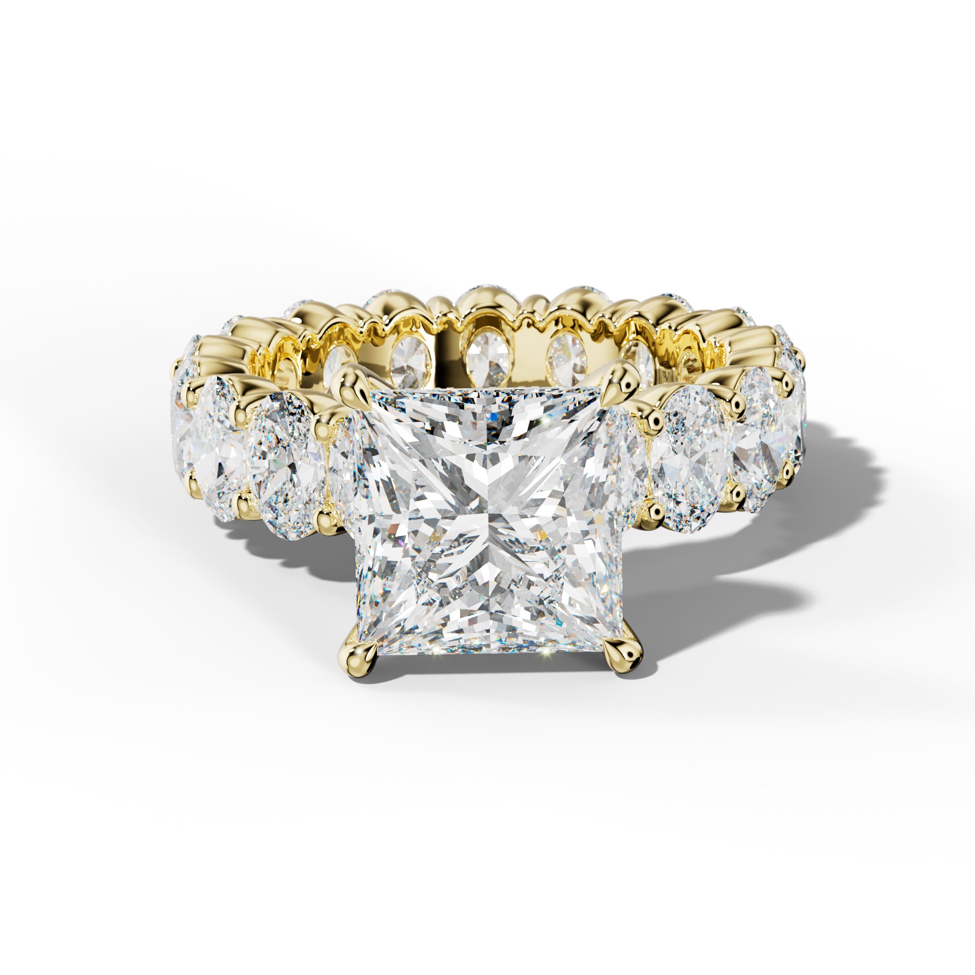 Belen Princess Cut Engagement Ring With Oval Side Stones