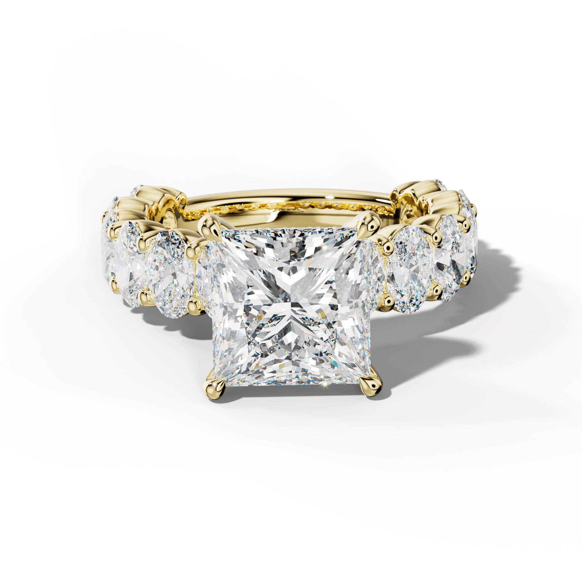 Aaliyah Princess Cut Engagement Ring With Oval Side Stones