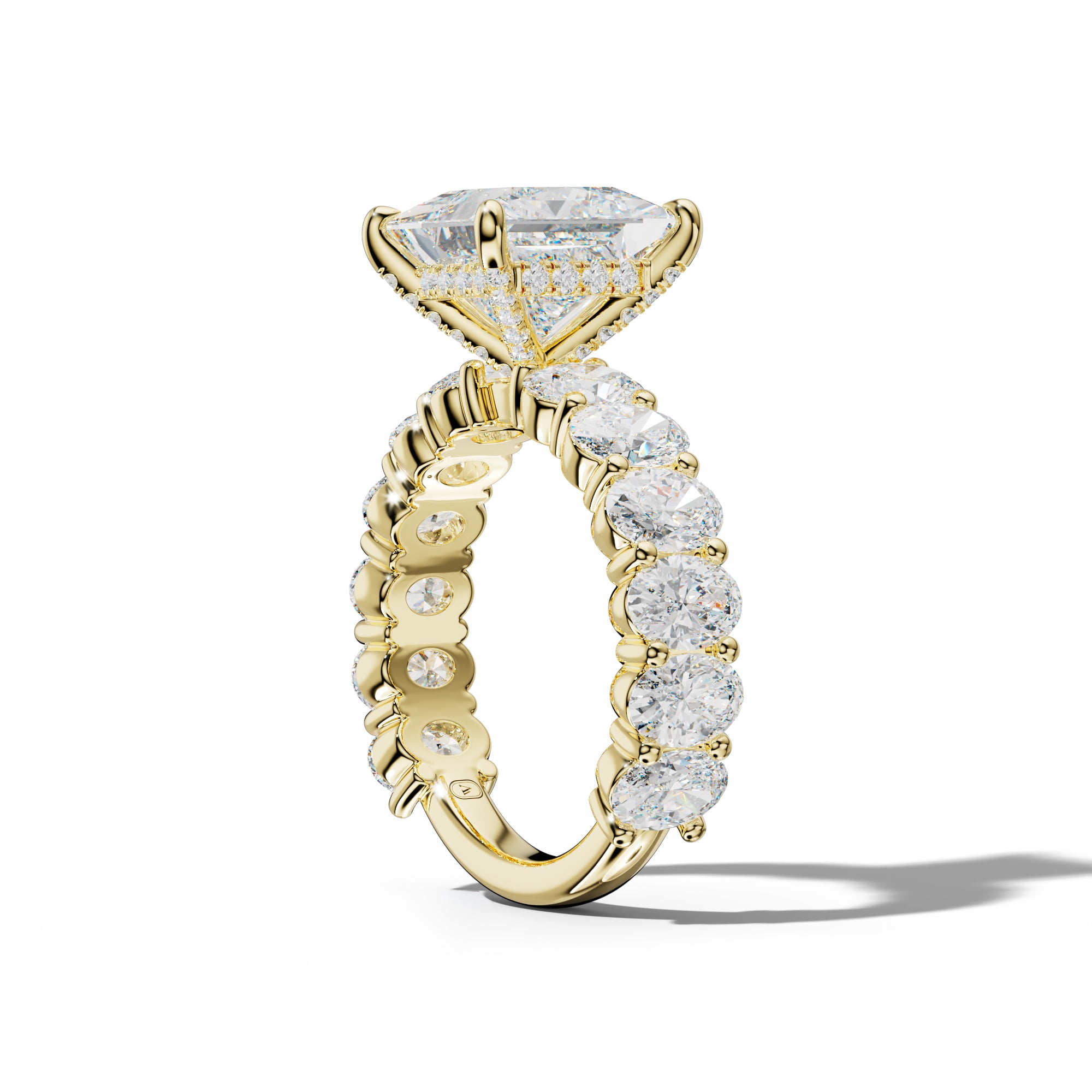 Aaliyah Princess Cut Engagement Ring With Oval Side Stones